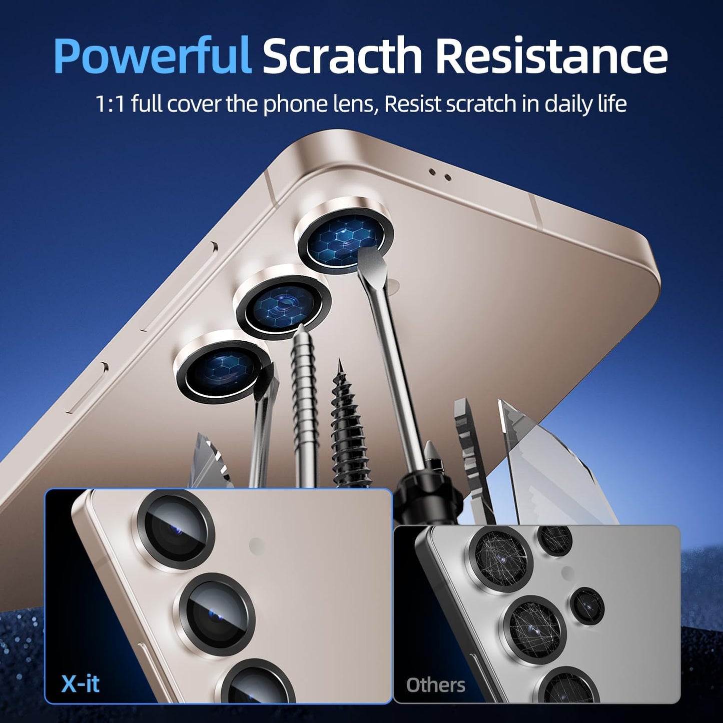 X-it Camera Lens Protector for Samsung S25, 9H Tempered Glass, Independent Metal Aluminum Edge Original Protection Design, Suitable for Phone Case, Anti-scratch, Anti-reflective,PinkGold