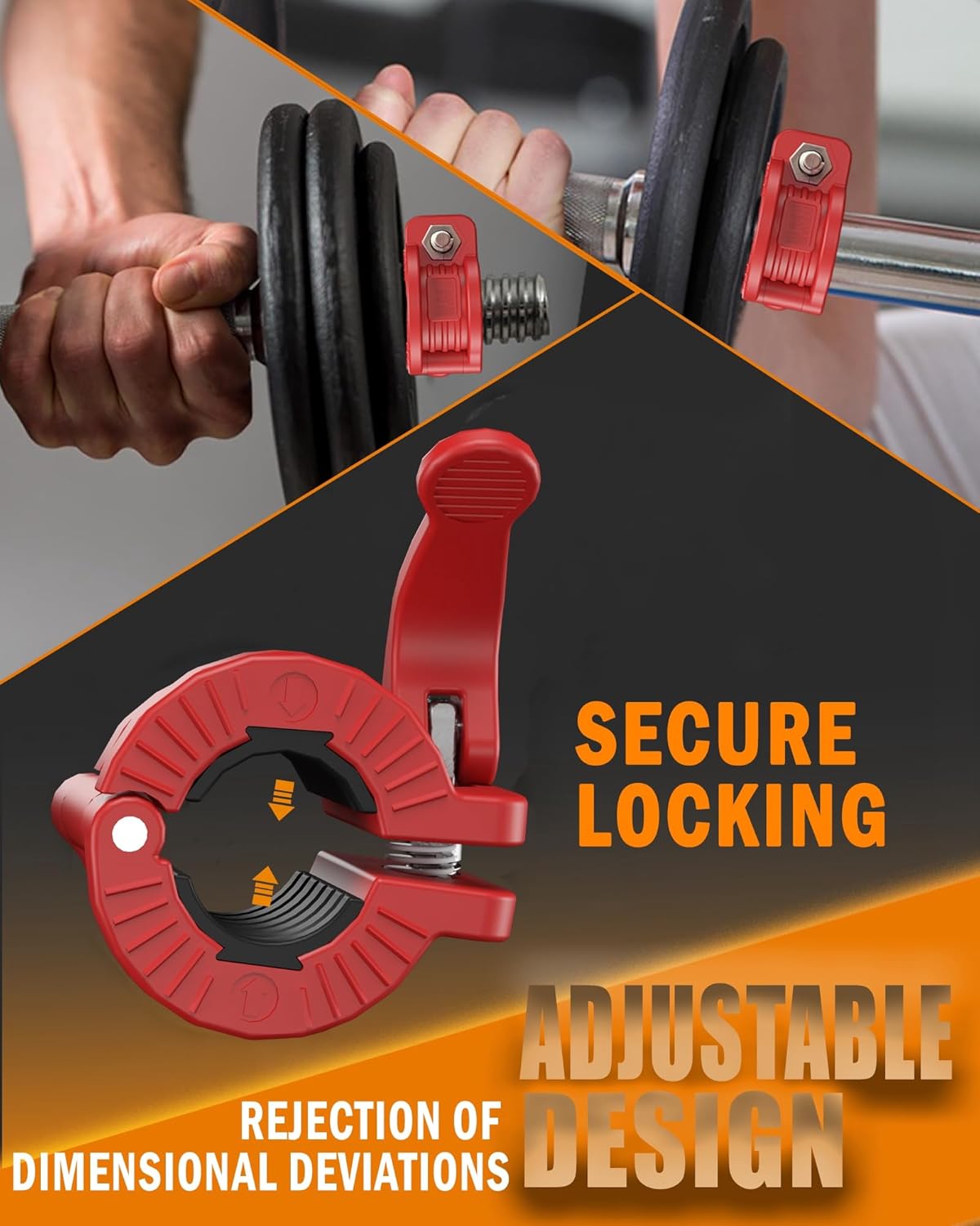 MAXRICH Barbell Clamp 1 inch Multiple Sizes & Adjustable Weight Clips for Quick Release Barbell Collars