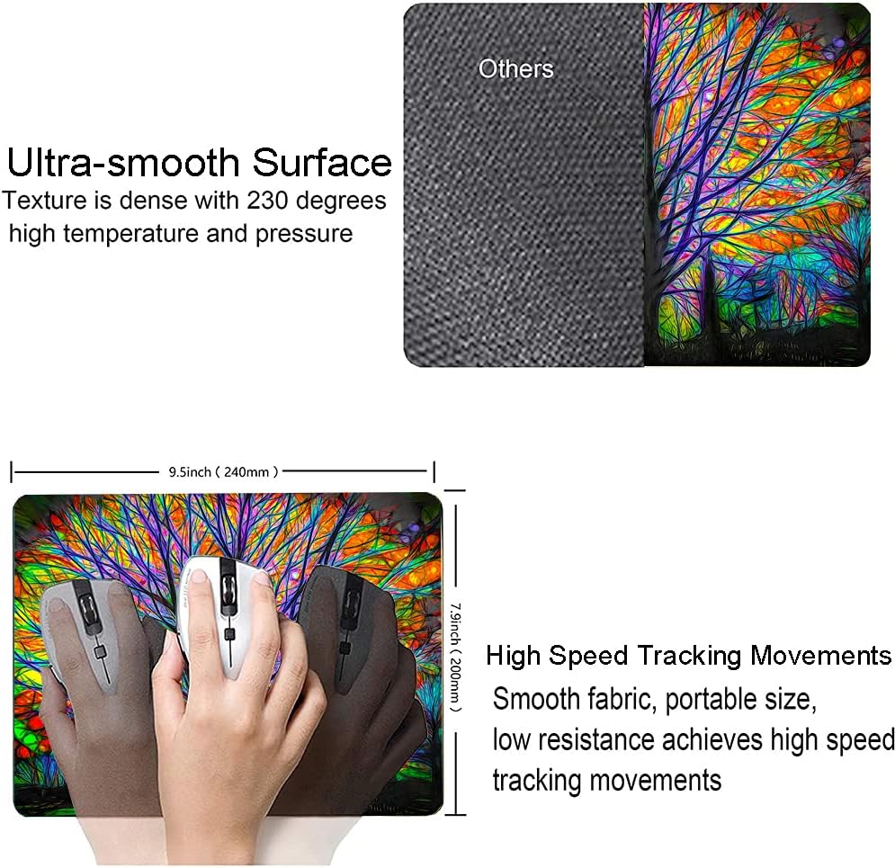 Spring Life Tree Custom Design Square Waterproof Non-Slip Rubber Base Mouse Pad for Office Laptop, 9.5"x7.9"x0.12" Inch