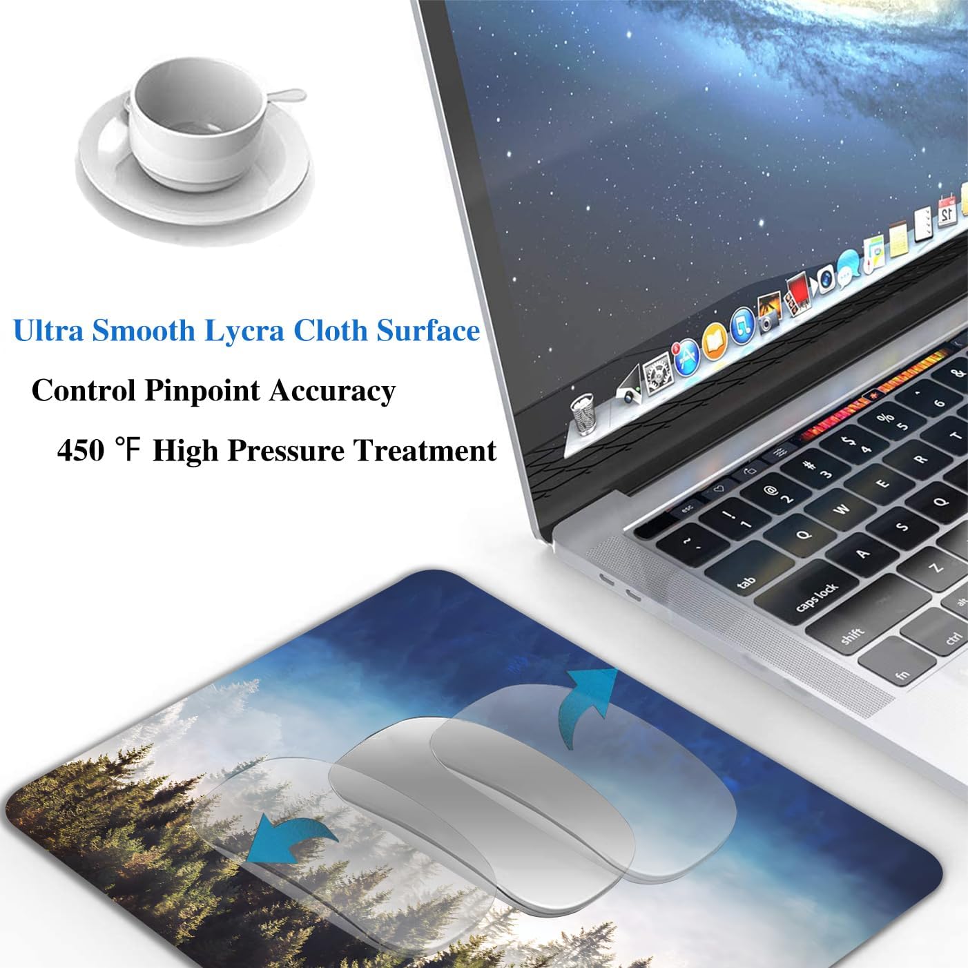 Natural Misty Forest Mouse Pads for Desk, Portable Wireless Computer Mouse pad Small Design with Women, Non-Slip Rubber Base Laptop Mousepad 9.5" x 7.9" Smooth Surface for Office & Travel