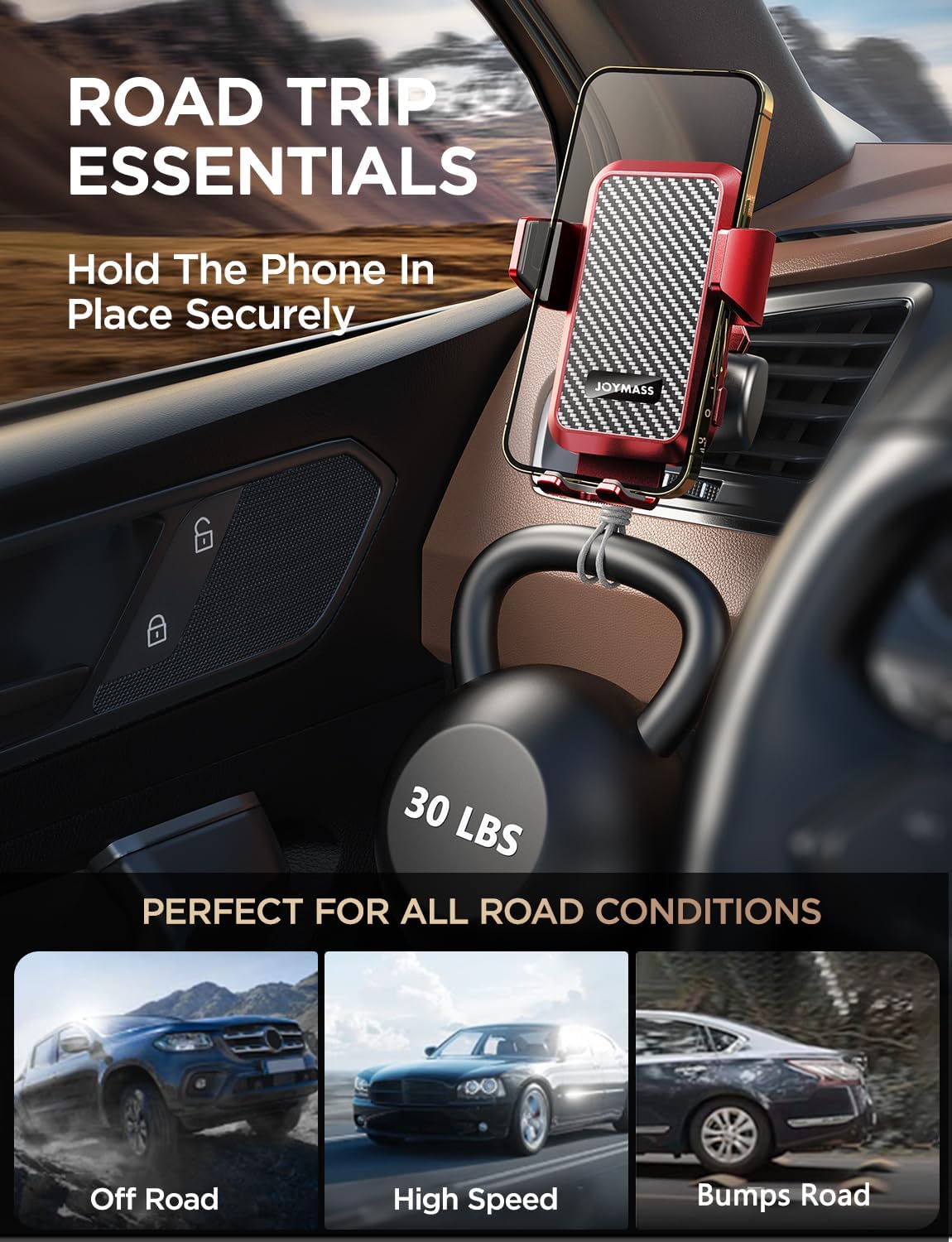 Wireless Car Charger, 15W Fast Charging Auto Clamping Car Charger Cell Phone Holder Mount Vent for iPhone 15 14 13 12 Mini Pro Max 11 XR, Samsung Galaxy S23 Ultra S22 S21+ Note 20, etc - Red