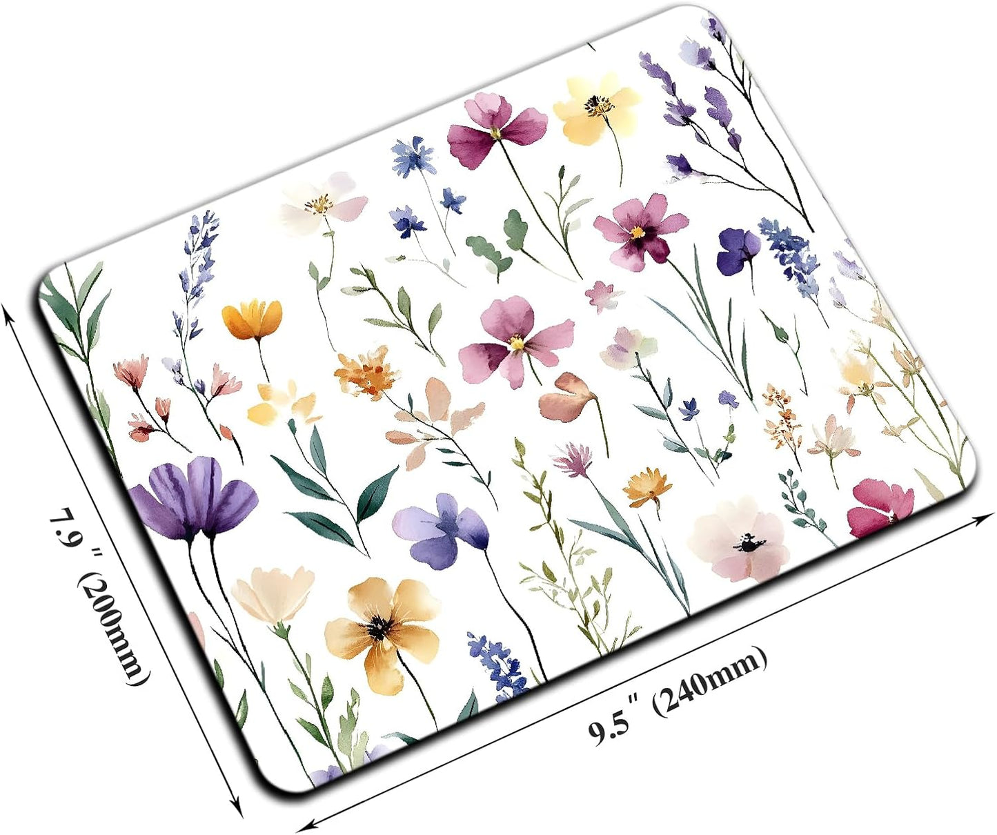 Mouse Pad, Cute Purple Wildflowers Mouse Pads for Desk, 9.5" x 7.9" Non-Slip Rubber Base Computer Mousepad with Women, Portable Square Design for Wireless Mouse and Pad Laptop Office & Travel