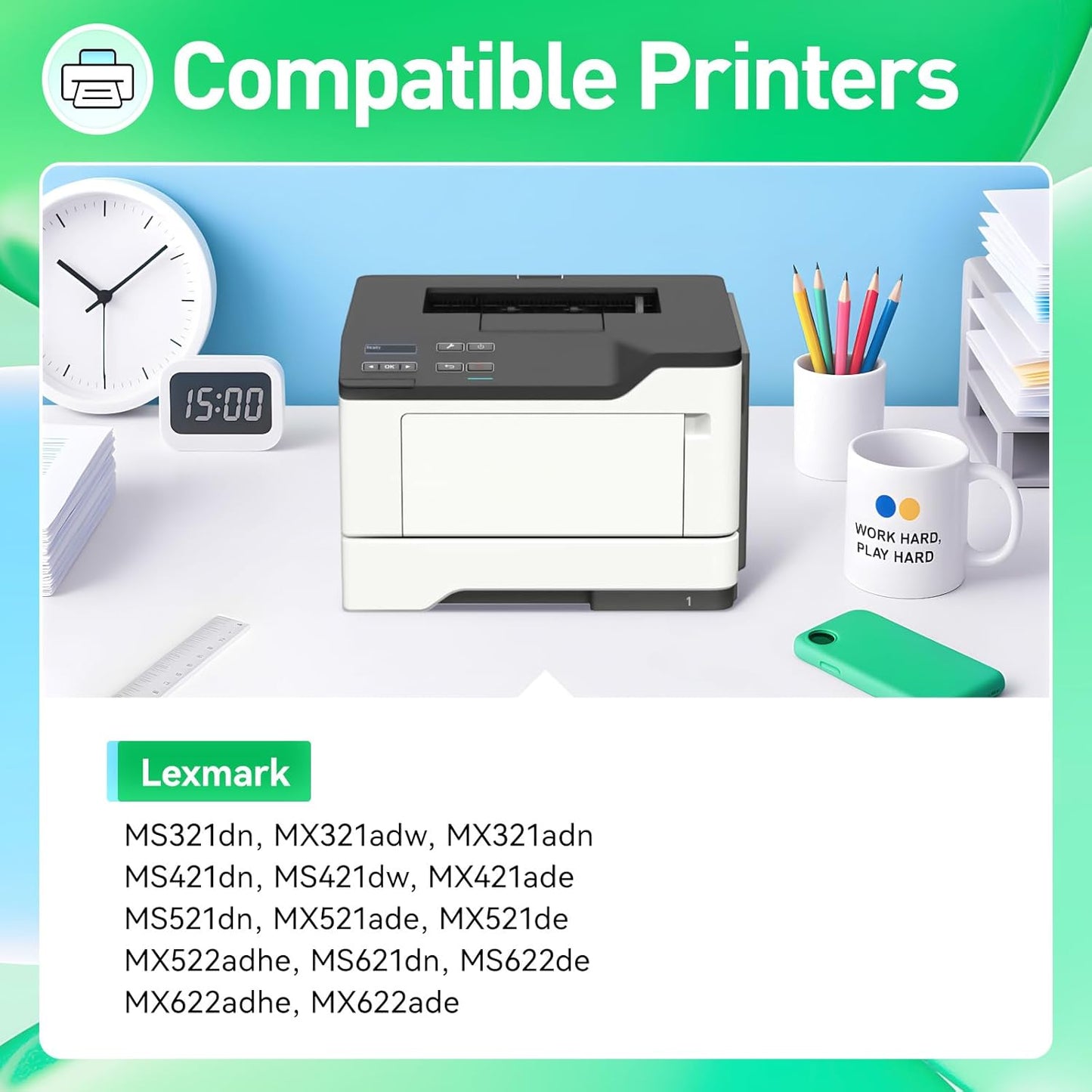 56F1X00 Black Extra High Yield Toner Cartridge Compatible with Lexmark 56F1X00 Replacement for Lexmark MS321 MS421 MS521 MS621 MX521 MX522 MX622 MS622 MX321 MX421 Laser Printer dn dw de adn adw adhe