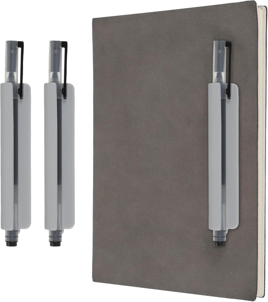 PATIKIL 2 Pcs Adhesive Pencil Holders, 105mm Long Universal Pencil Clip Silicone Pen Holder Office Pen Organizer for Desk Wall Clipboard Notebook Tablet Case Stylus, Grey