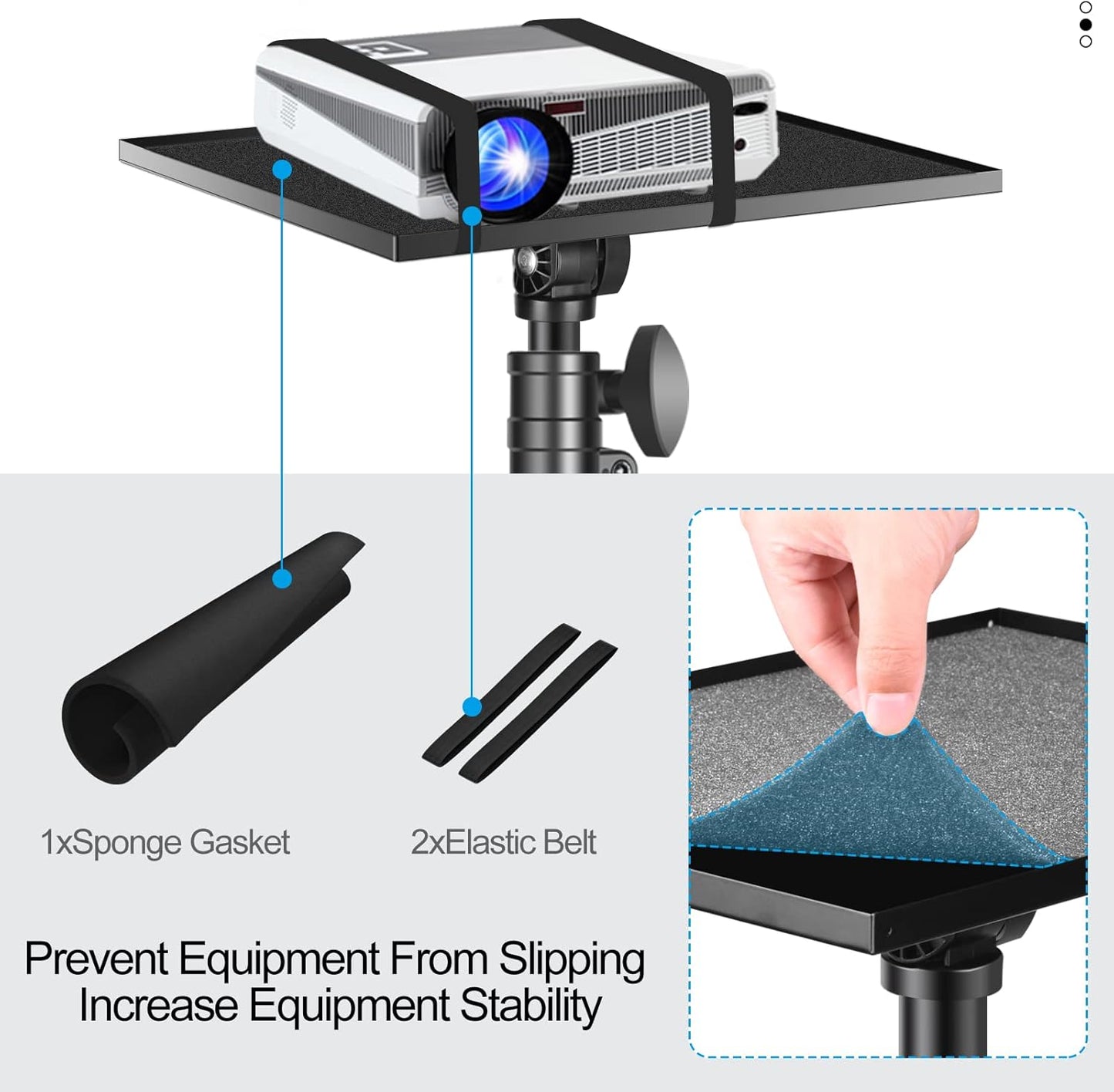 Projector Stand Tripod, Portable Laptop Floor Mount Adjustable Height 26 to 52 Inch with Gooseneck Phone Holder for Outdoor Movies-Detachable Computer DJ Racks