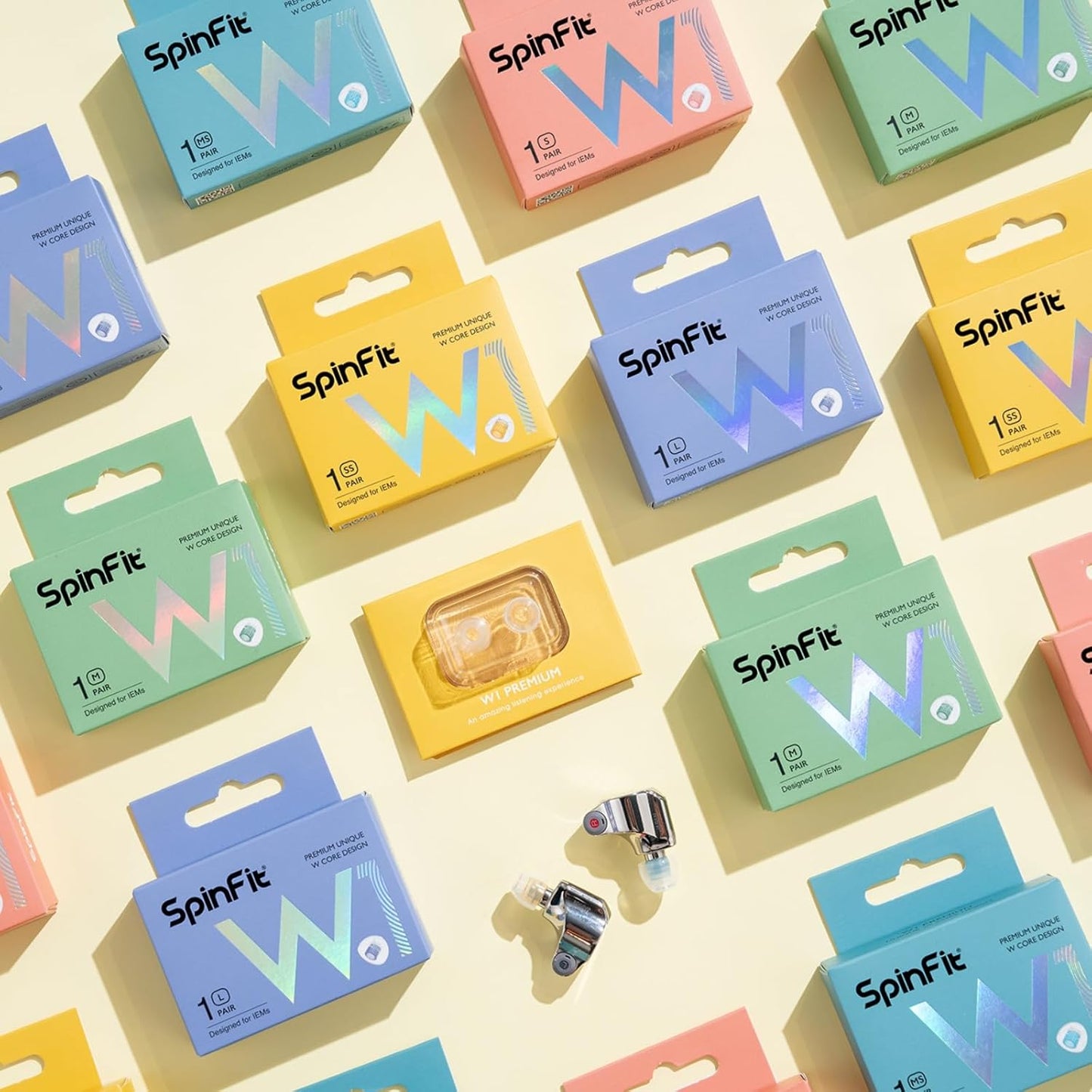 SpinFit W1 for IEM - SS - Patented Medical-Grade Silicone Ear Tips, Double W-Shaped Tube Core, More Stability