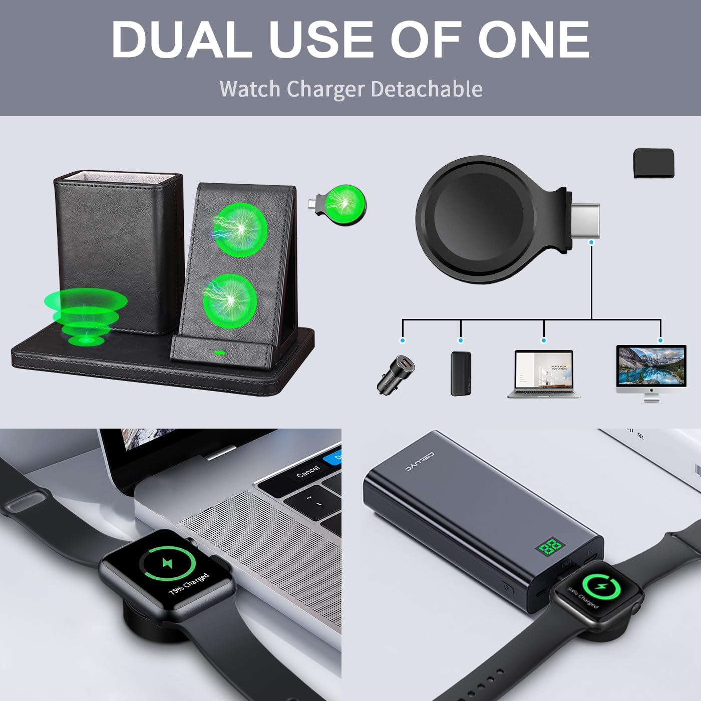 Office Supplies Desk Accessories,Pen Holder Remote Control Holder, Organizer with Phone Charger,Nightstand Desktop Organizer,Black Leather Desk Organizer With Charging Station (black)