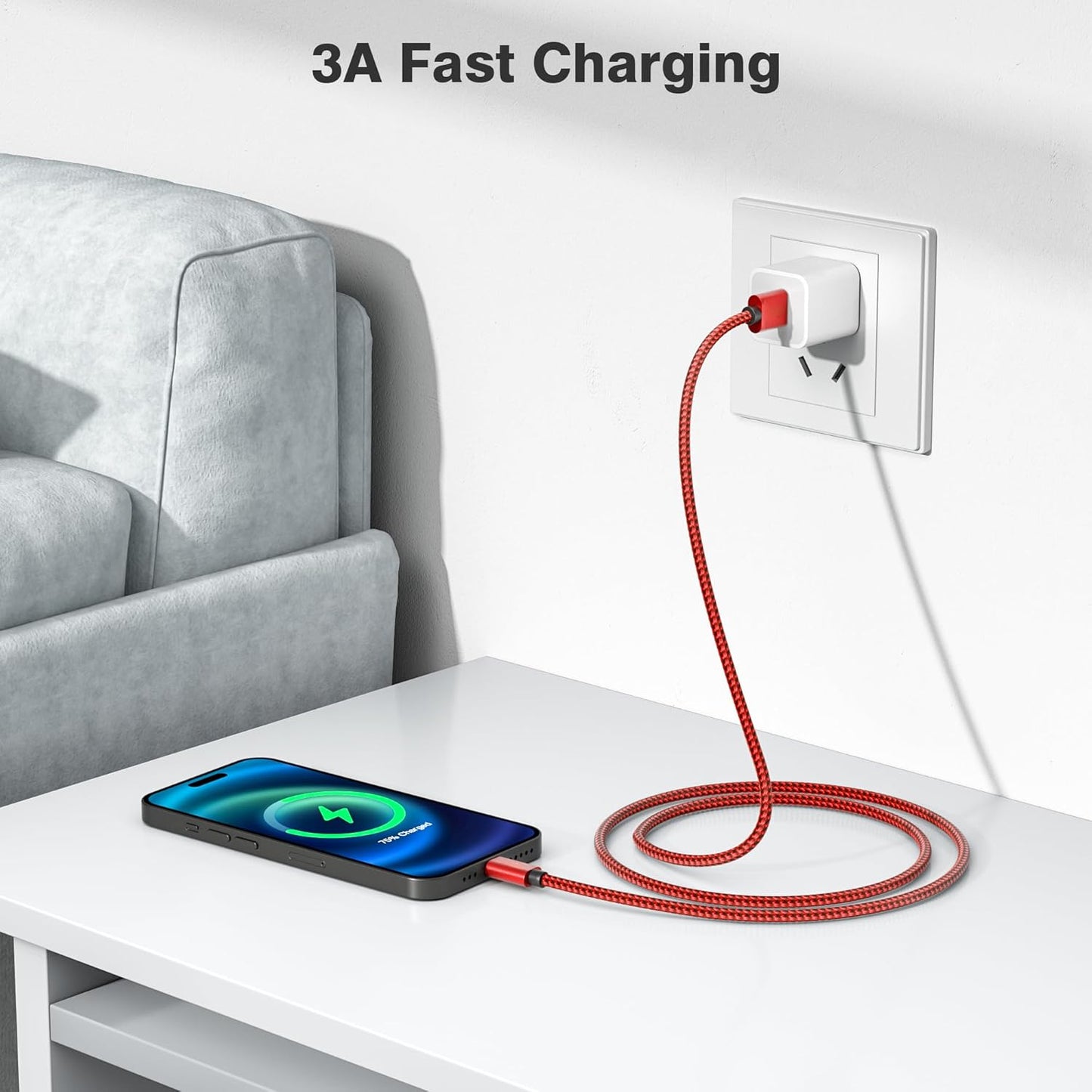 Elebase USB Type C Charger Cable 3 Pack 1.5/3.3/6.6FT,Car Charging Cord for iPhone 16 Pro Max Plus,Kindle Fire HD 7 2022 12th,10 9th 2019,8 10th 2020,Paperwhite 11th 2021,Samsung Galaxy S22 S23 S24