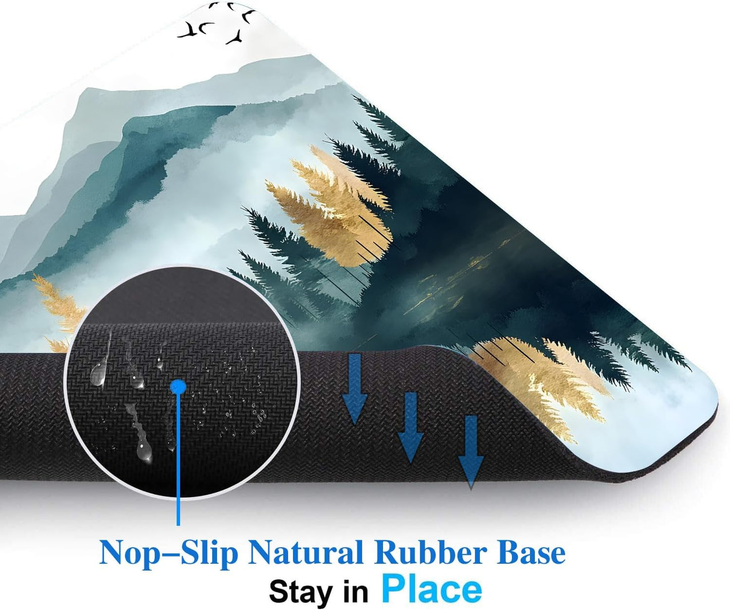 Aesthetics Misty Forest Mountain Mouse Pads for Desk, Portable Wireless Computer Mouse pad Small Design with Women, Non-Slip Rubber Base Laptop Mousepad 9.5" x 7.9" Smooth Surface for Office & Travel