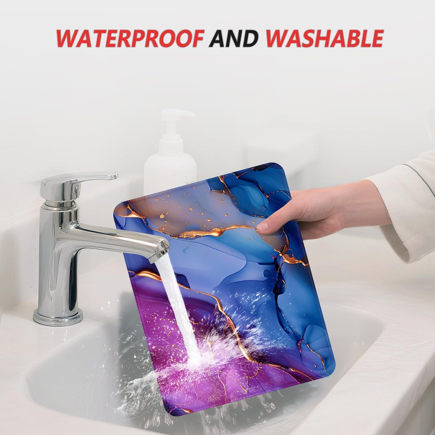 ITNRSIIET Mouse Pad Non-Slip Rubber Base Smooth Surface Stitched Edges Waterproof Durable Compatible with All Mice for Office & Gaming, Desk Accessory, 10.2x8.3x0.12 inch, LiquidGold