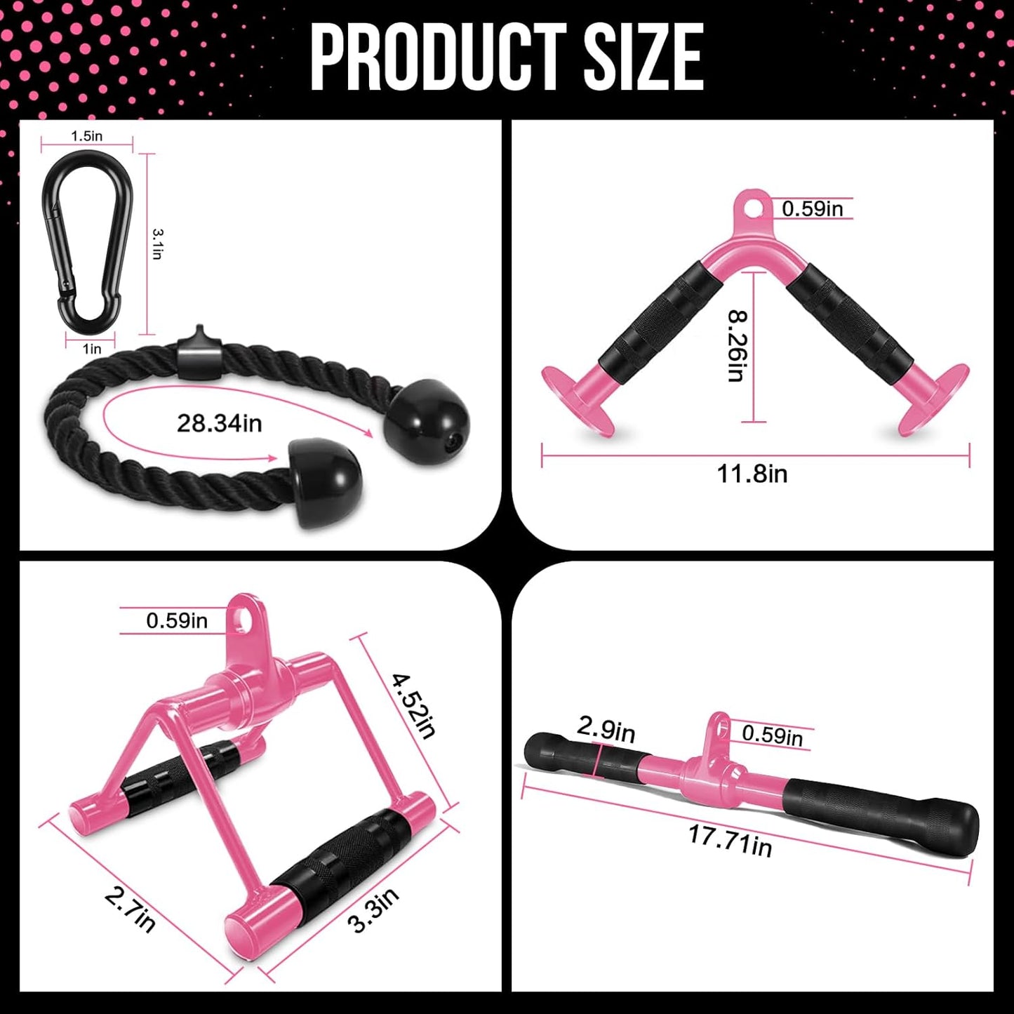 Cable Machine Attachment Set LAT Pulldown Attachments Weight Machine Accessories for Home Gym