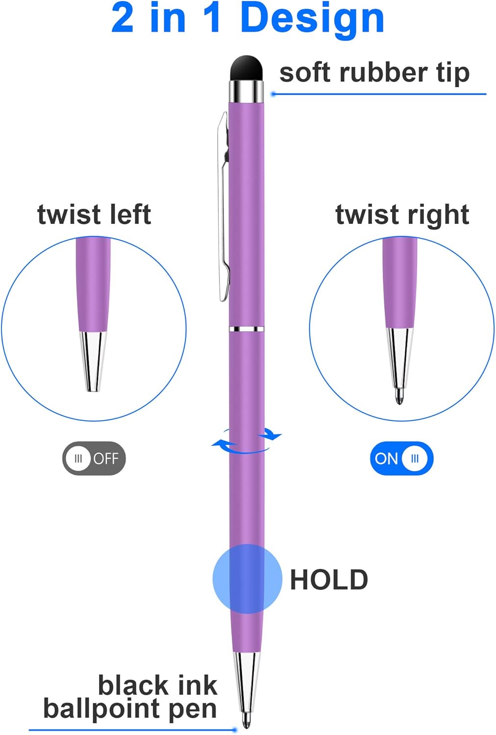 innhom 12 Pack Stylus Pens for Touch Screens Stylus Pen for ipad Compatible with iPad iPhone Tablets Samsung Kindle and Black Ink Ballpoint Pens-2 in 1 Stylists Pens