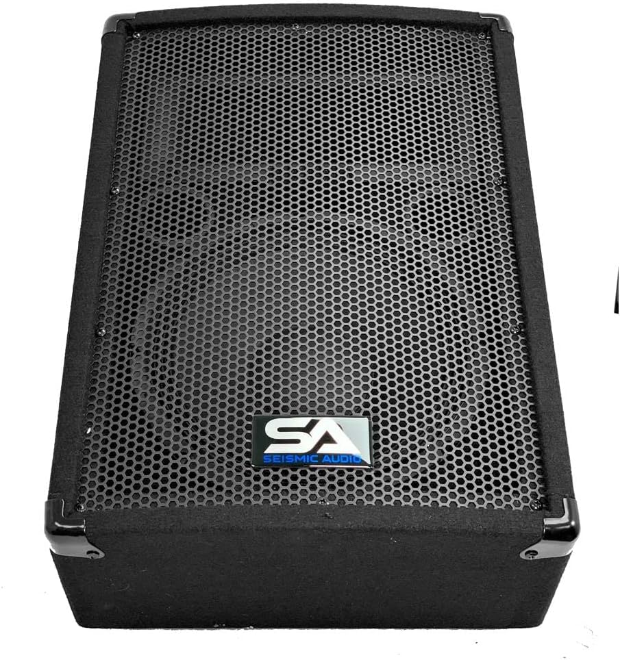 Seismic Audio - SA-10MT-PW-Pair - Pair of Powered 2-Way 10" Floor / Stage Monitor Wedge Style with Titanium Horns