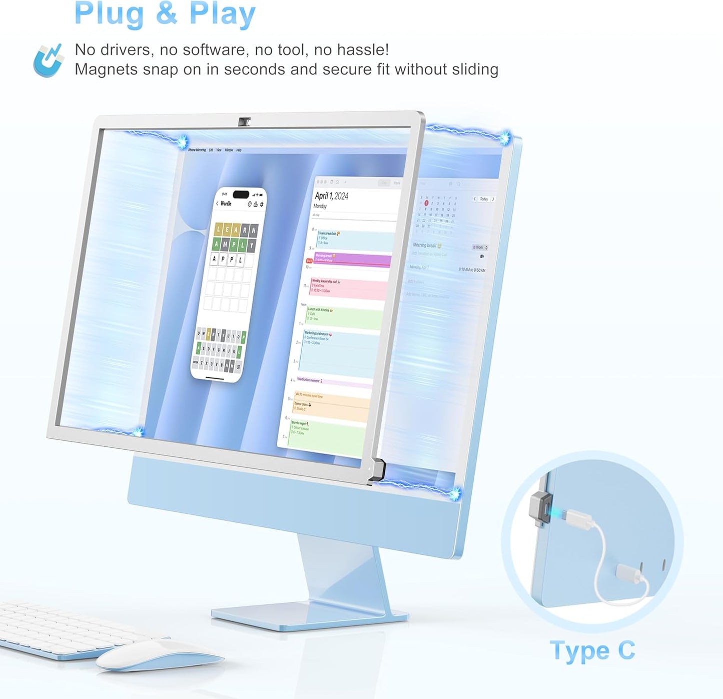 Keenhot Trackpad Touchscreen Frame for iMac, High-Precision Touchpad Support Multi-Gesture, Ultra Slim Touch Screen Activator for 24-inch iMac M1, M3, M4(Stylus Pen Included)