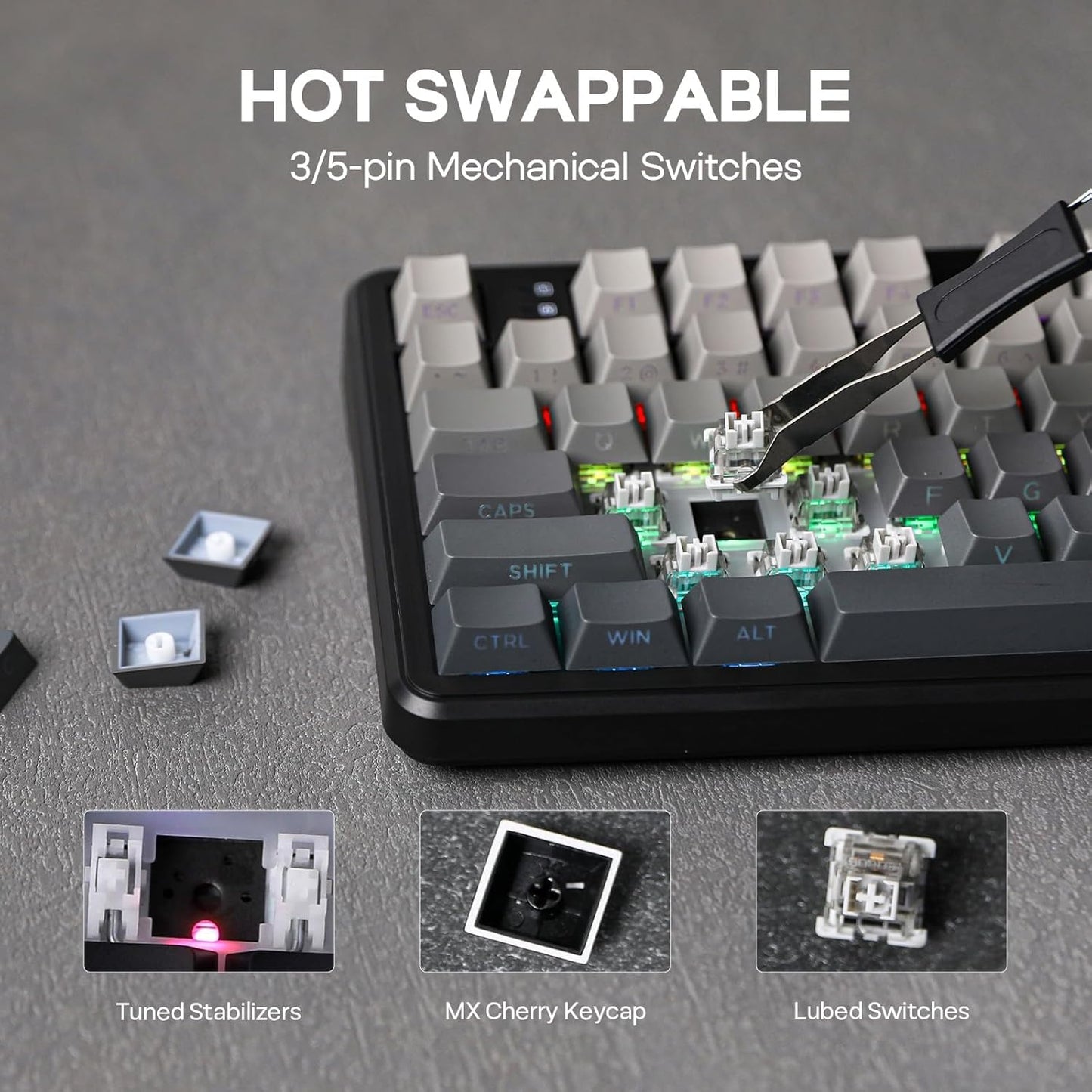 EPOMAKER Aula F108 Wireless Gaming Keyboard, Full Size Mechanical Keyboard with 4000mAh Battery, 108 Hot-Swappable and Programmable Keys, RGB Backlight, for Mac/PC/Android (Black Gradient)