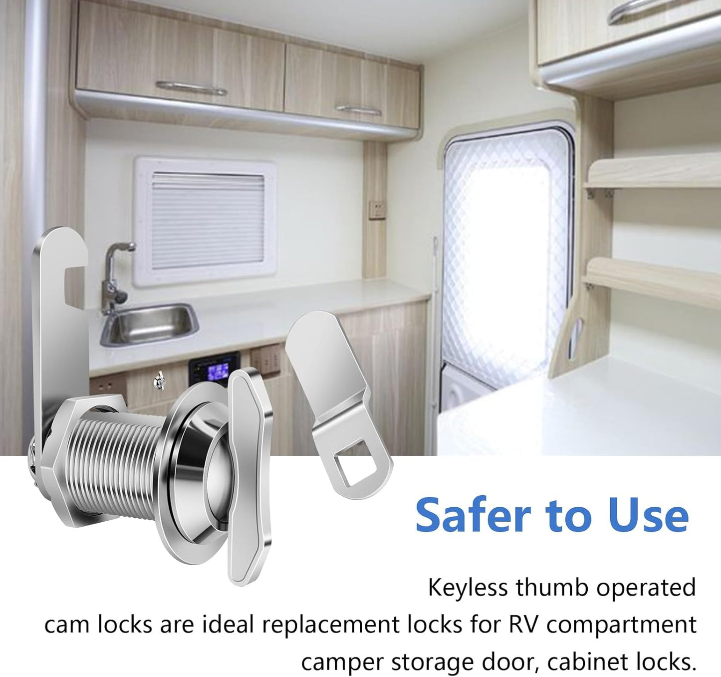 Thumb Operated Offset Cam Lock, 1" Cylinder Fits on 0.7" Max Door Thickness, Non-Locking Replacement Lock for RV Compartment Camper Storage, Cabinets, Drawers (1 Inch 6Pack)