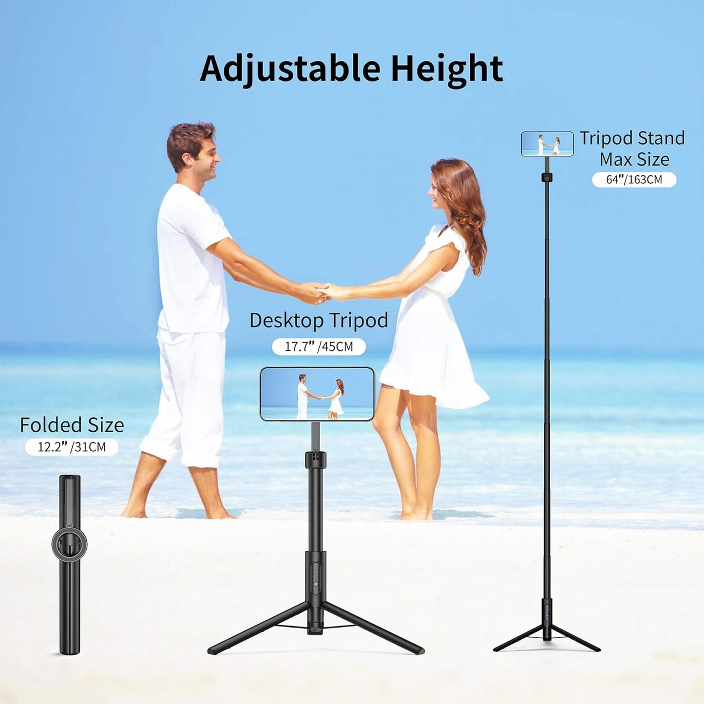 SEAJIC for MagSafe Tripod for iPhone 64 Selfie Stick Tripod Phone with Metal Ring and Remote, Phone for Video Recording, Cell Phone Mount Stand for Cellphone