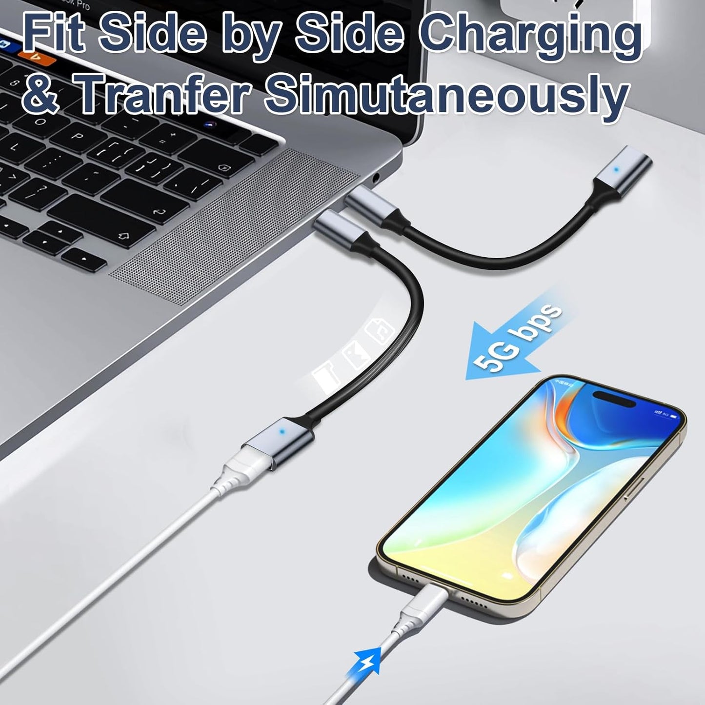 USB C to USB 3.0 Adapter [2 Pack], Type C Male to USB Female OTG Cable Thunderbolt3 to USB Adapter Compatible for iPhone 16 Pro Max/16 Plus/16/15 iPad MacBook Pro/Air Samsung Galaxy S24/S23/S22/S21