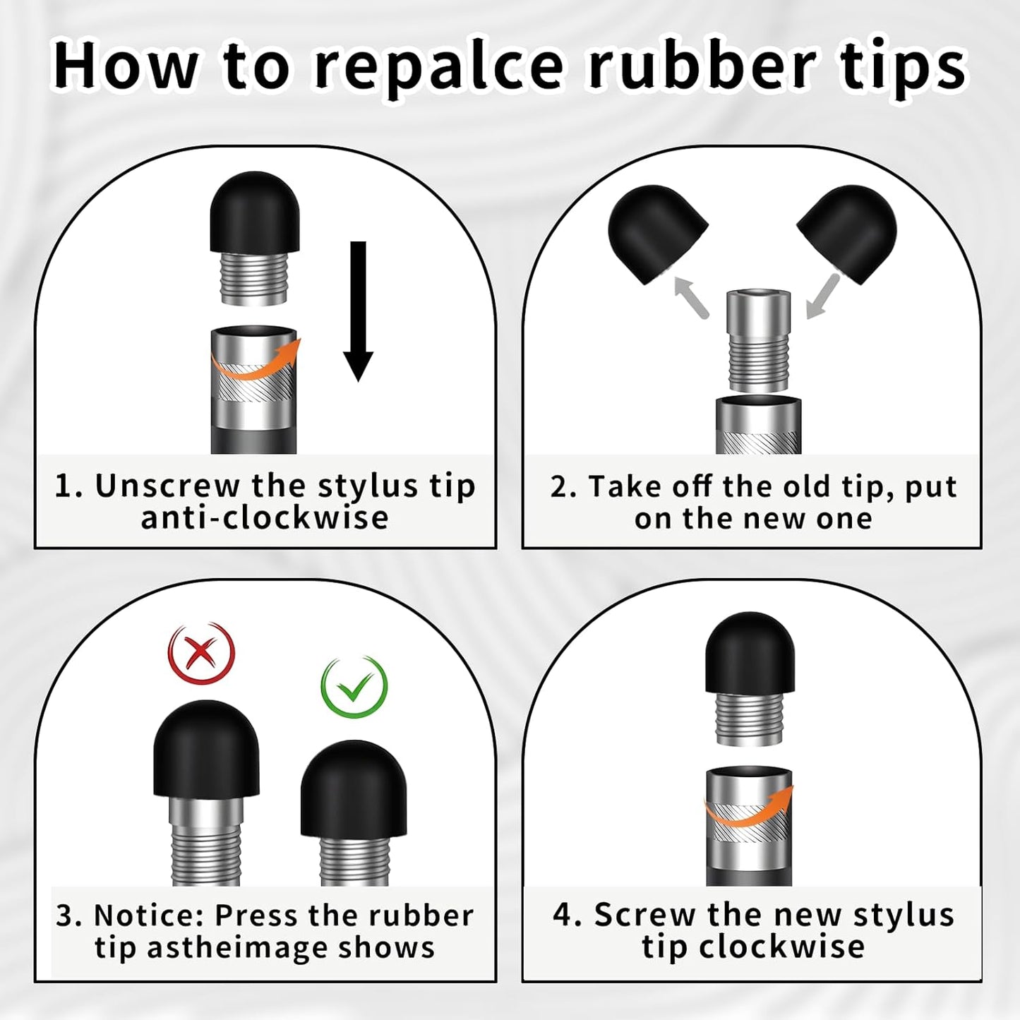 30PCS Rubber Tips for Stylus Pens, 2 Size 0.2'' & 0.28'' Replacement Nibs for Touch Screen Pen & No Scratches Soft Sensitivity Stylus Ends Replacement Tips for Stylus Pens