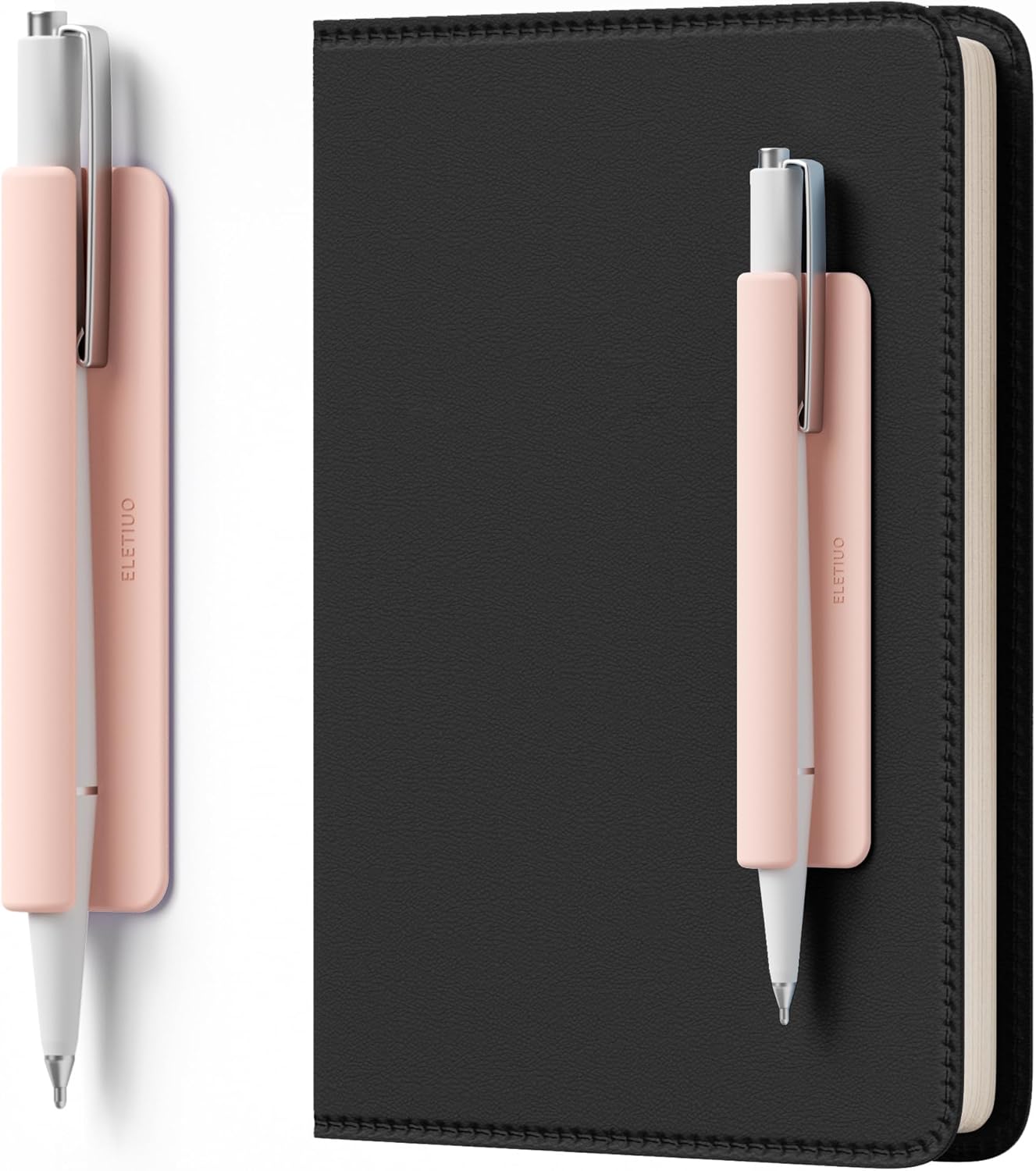 ELETIUO Pencil Holder For Most Pens,Pencils,Self-Adhesive Stick To Notebooks,Diary,Desks,Whiteboards Or Any Surface,Silicone Pen Holder For Home,Office And Desk Organization,Pink