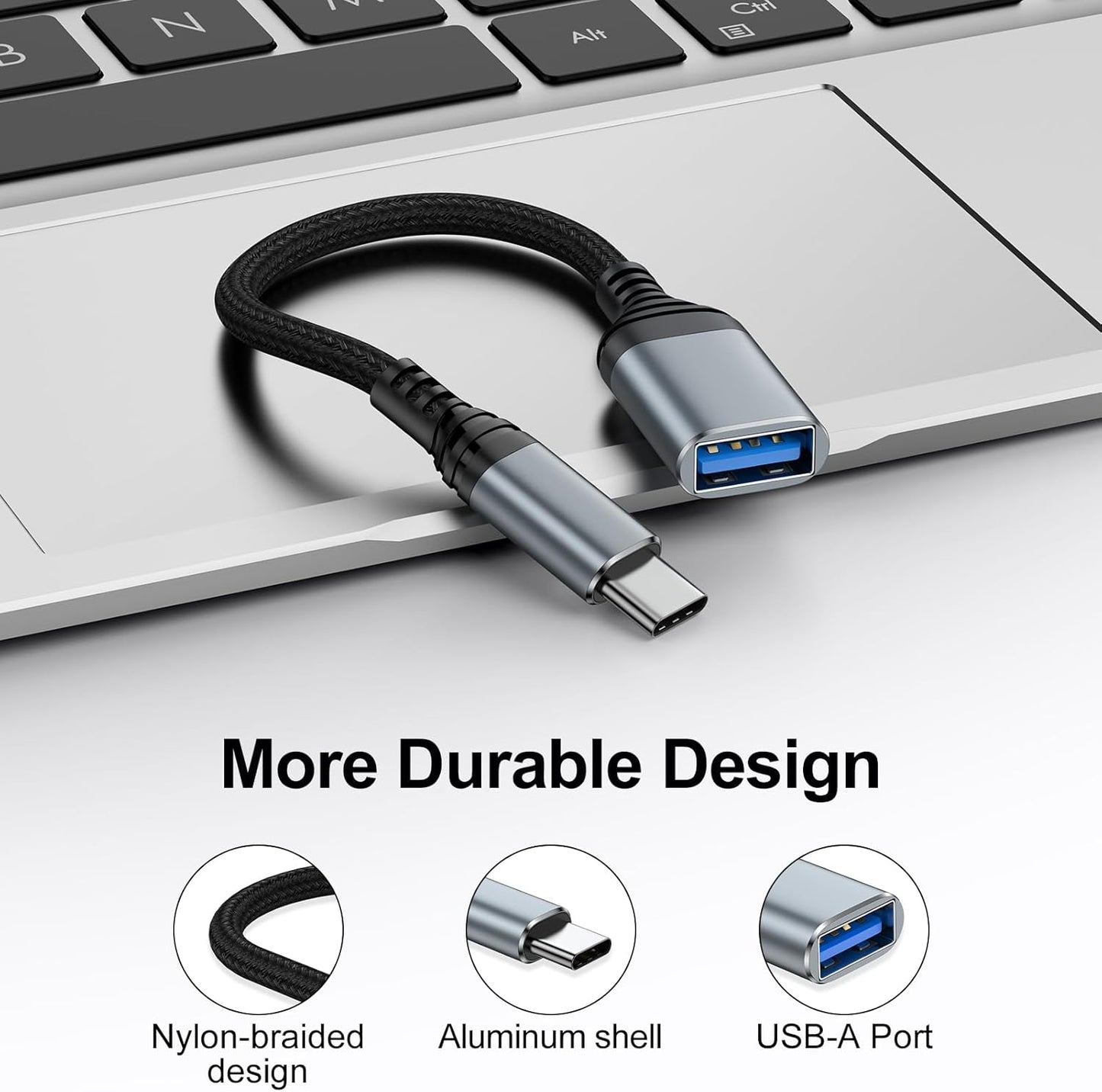 USB to USB C Adapter, Fast 5Gbps USB 3.0 OTG Adapter, USB A Female to Type C Dongle for iPhone 16/15, MacBook Pro/Air, iPad Pro/Air, Galaxy, Pixel and More