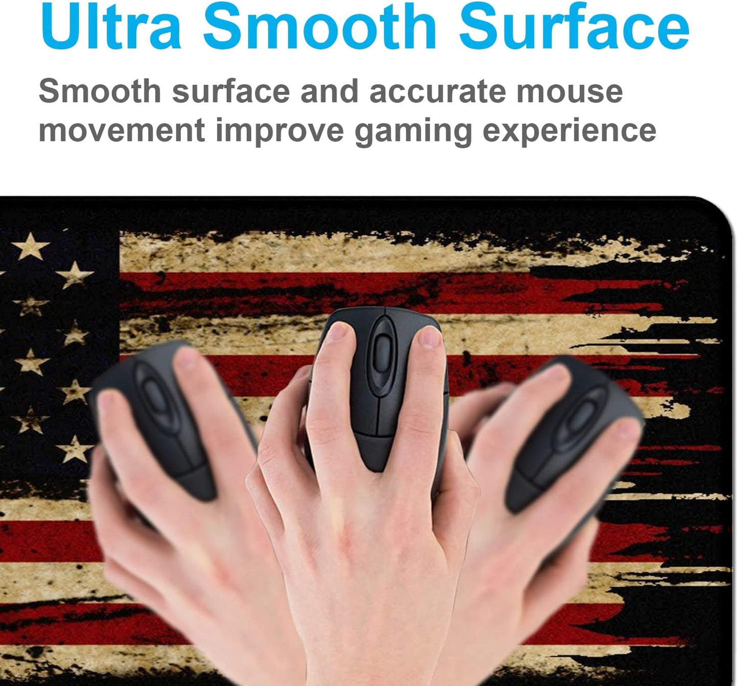 Large Extended Gaming Mouse Pad with Stitched Edges, Non-Slip Waterproof Rubber Base Mouse Pad for Office, Computer, Keyboard, Laptop and Home Desk Pad 35.4 x 15.7 x 0.12 Inch (American Antique Flag)