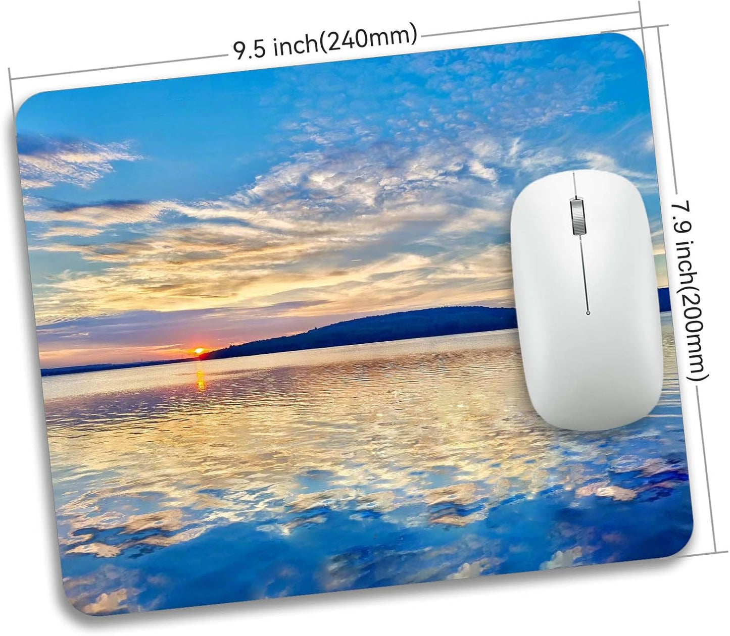 Beautiful Lake and Mountains at Sunset Mouse Pad Mat Rectangle Non-Slip Rubber Base Computer Mousepad