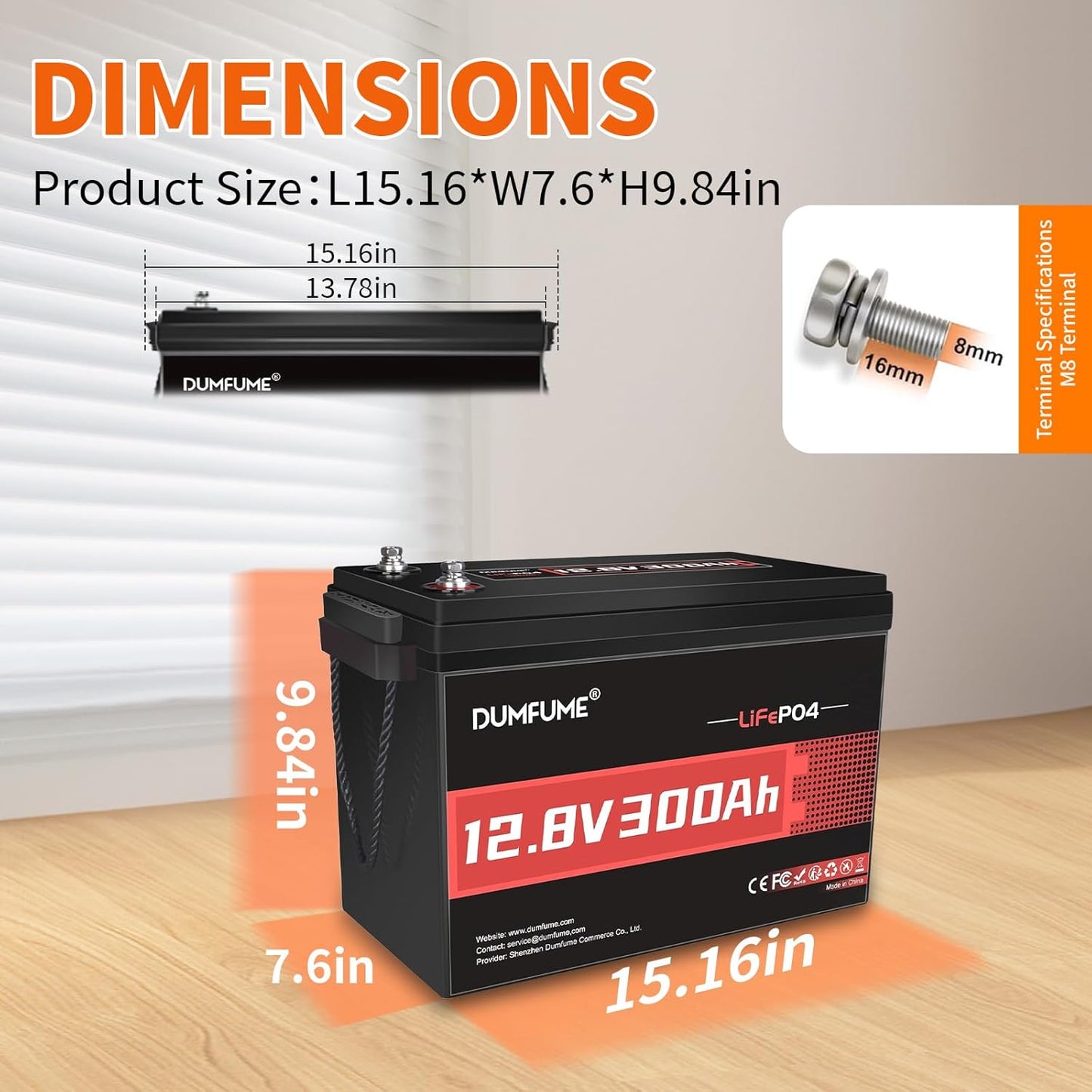 12V 300Ah Lithium LiFePO4 Battery,200A BMS Max.3840W Load Power,Rechargeable Lithium Iron Phosphate Battery for Solar Energy Storage,Backup Power,RV,Camping