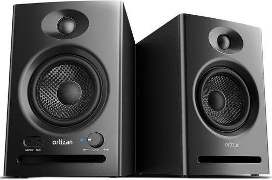 Ortizan C7 Dual-Mode 2.0 Studio Monitors, Active Monitor Speakers for Near Field Music Production, Bluetooth 5.3 Wireless Computer PC Monitor Gaming Bookshelf Speakers(Pair, Black)