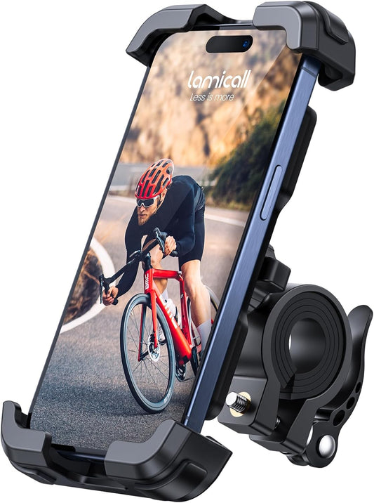 Lamicall Bike Phone Mount Holder - Motorcycle Phone Mount, Adjustable Cell Phone Holder, Bicycle Scooter Handlebar Cradle Clip for iPhone 16 Pro Max/Plus, iPhone 15 Plus, iPhone 14 and 4.7-6.8" Phone