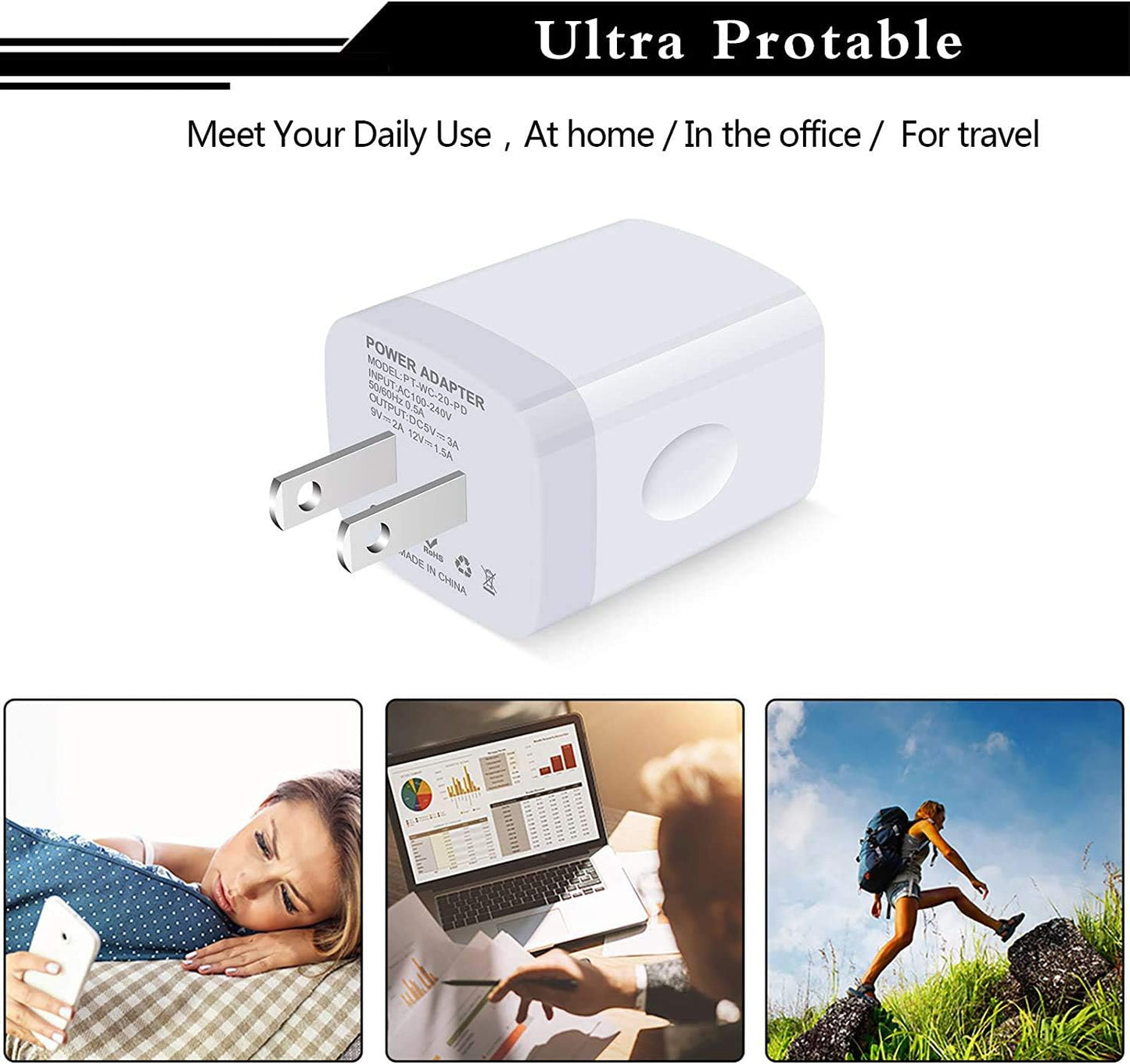 USB C Wall Charger,2Pack 20W USB C Block PD Fast Charger Type C Wall Adapter for iPhone 16 15 14 13 12 11 Pro Max,SE,8 7 6 Plus,iPad,Samsung Galaxy S24 S23 S22 S21 Ultra S20 A14 A15 A33,Pixel 9 8 7 6