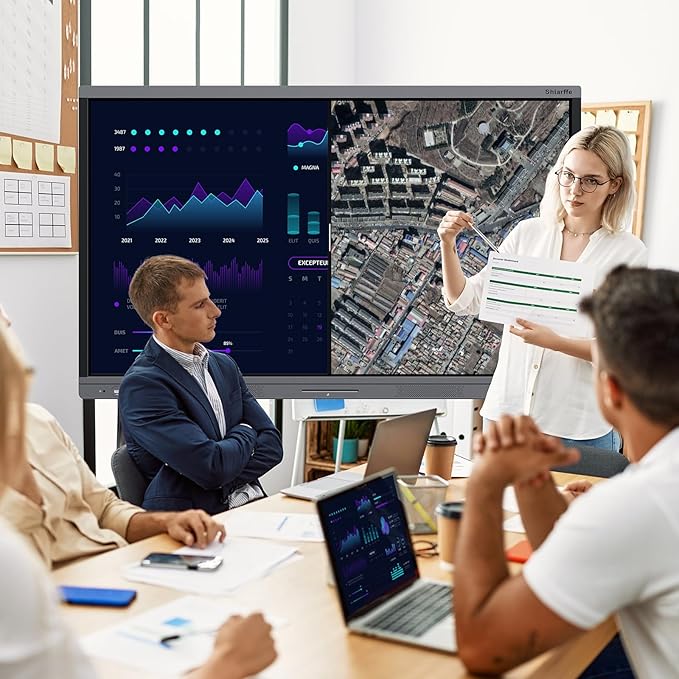 Shiarffe X5 Smart Board 55 Inch 4K Interactive Whiteboard Google EDLA-Certified All-in-One Touchscreen Digital Display Built-in Speaker for Classrom Hybrid Work