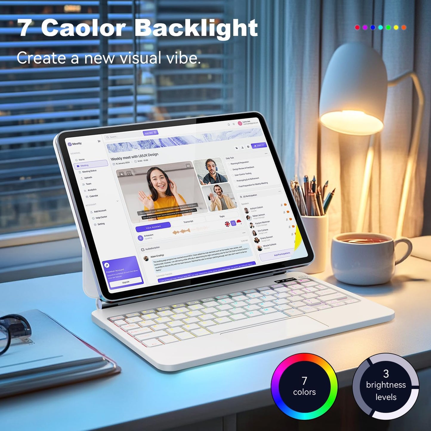 Keyboard Case for iPad Air 11-inch (M3 2025 / M2 2024) & iPad Pro 11 inch(1st/2nd/3rd/4th Generation)，Magic Magnetic Backlit Keyboard Case with Multi-Touch Trackpad- Easy-Set Floating Cantilever Stand