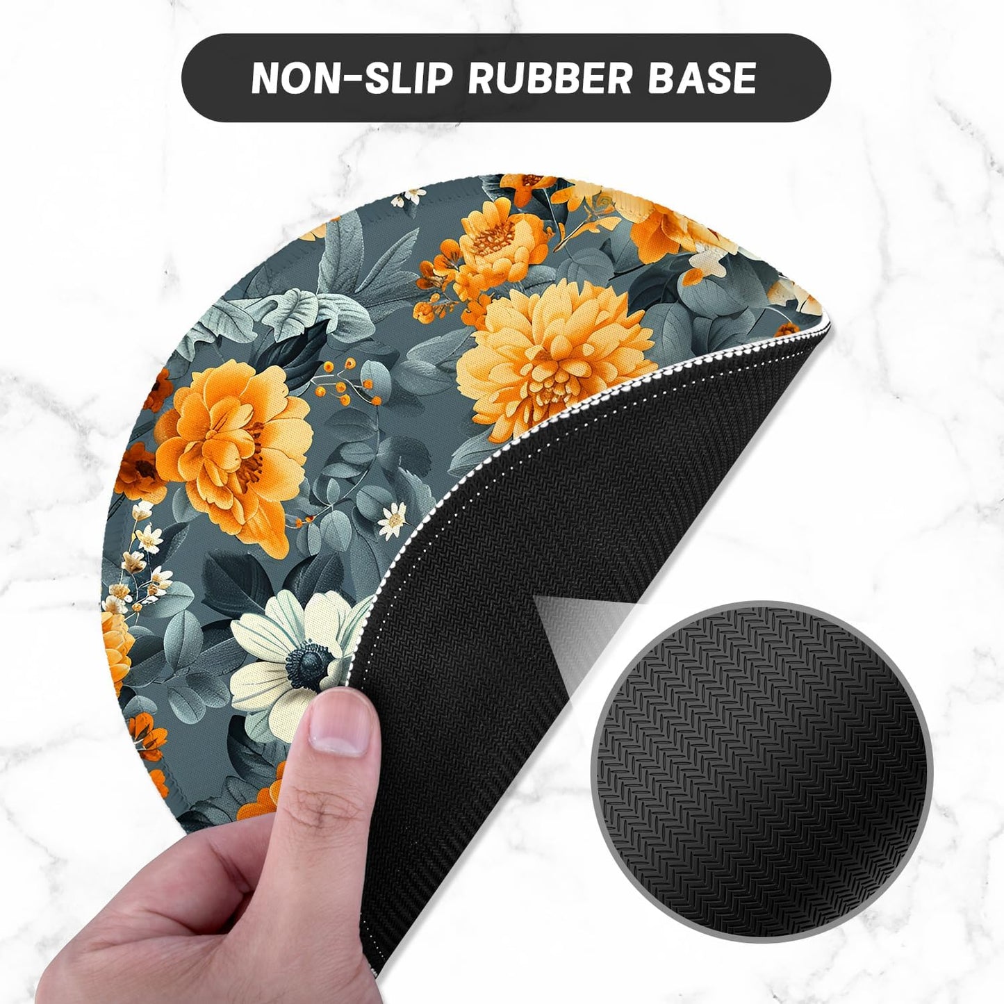ITNRSIIET Round Mouse Pad with Stitched Edge Premium-Textured Waterproof Non-Slip Rubber Base Desktop Protection Mat Diameter 8.7 inches, Beautiful Flowers