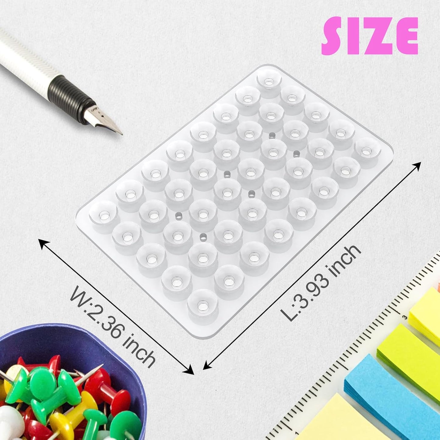 Double Sided Silicone Suction Phone Holder Mount, Silicon Accessory for iPhone and Android, Hands-Free Mirror Shower Phone Holder, TikTok Videos and Selfies (Pink+Transparent)