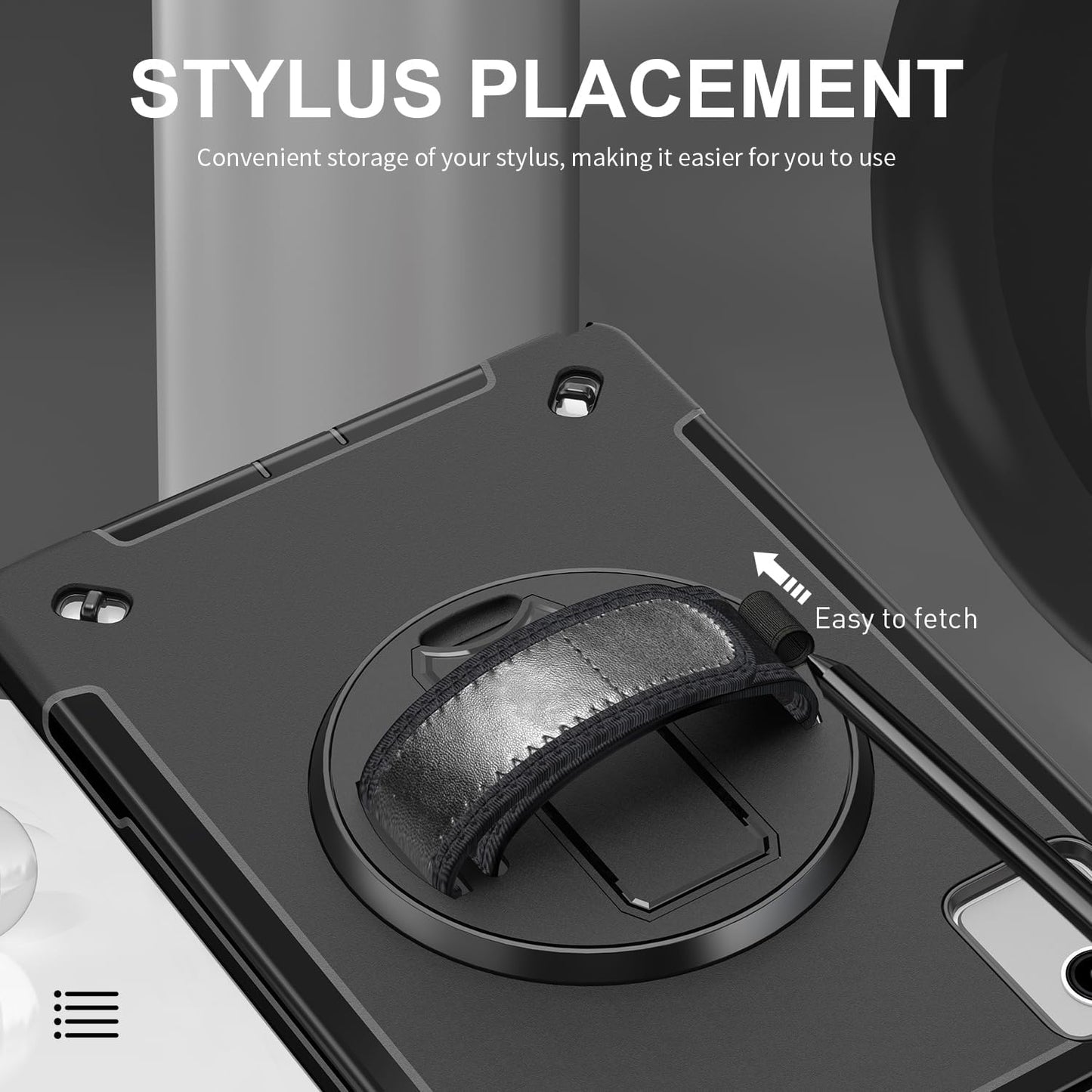 Junfire Protective Case for Lenovo Tab M11/Tab K11 LTE 11-inch 2024, Shockproof Rugged Case with 360°Rotating Kickstand/Hand Strap/Shoulder Strap/Pencil Holder for TB-330FU/330XU-Black