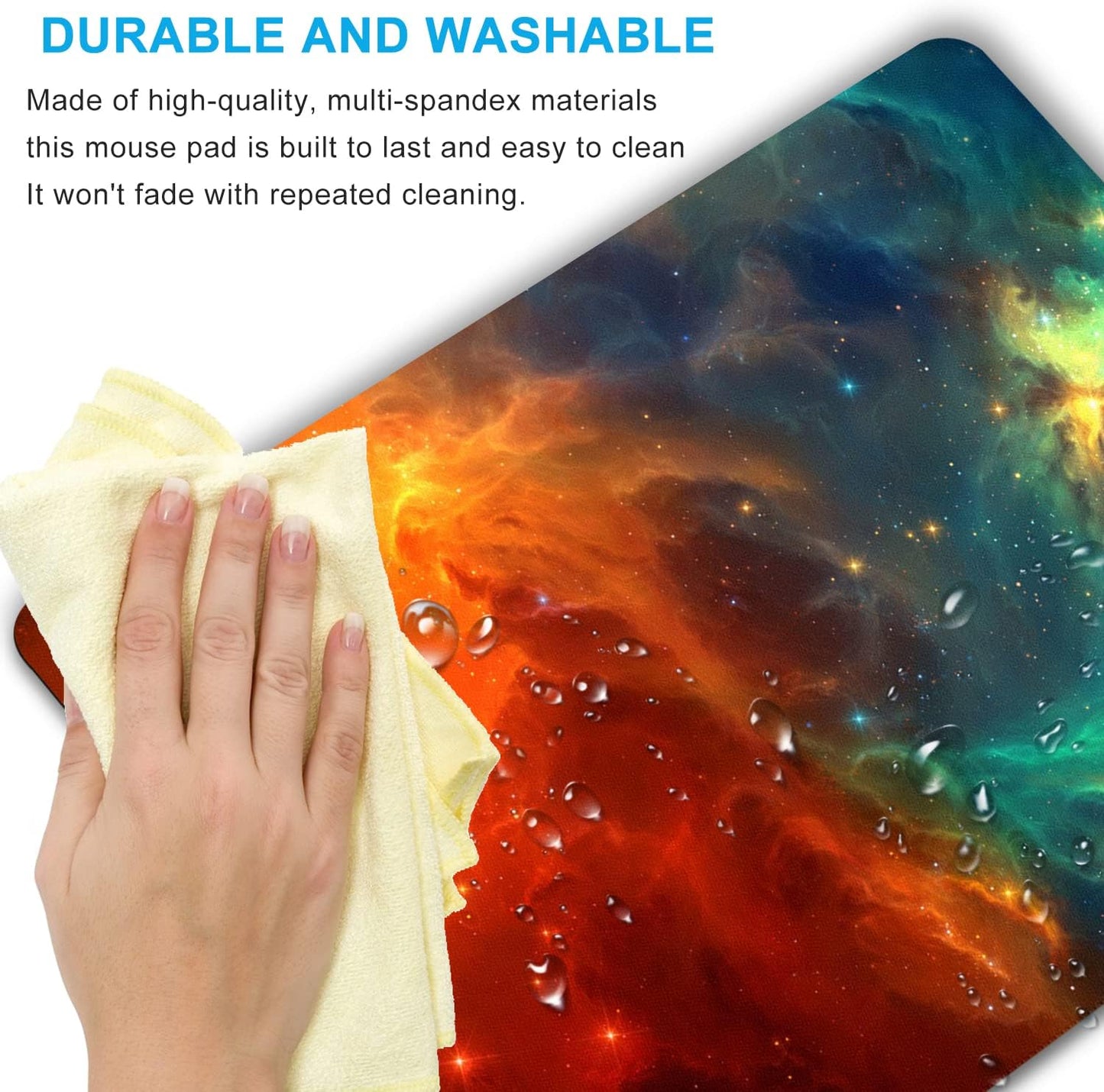 Galaxy Mouse pad, Orange and Cyan Nebula Mouse Pads Office Computer Mousepad, Non-Slip Washable Small Mouse mat 9.5 X 7.9 inch