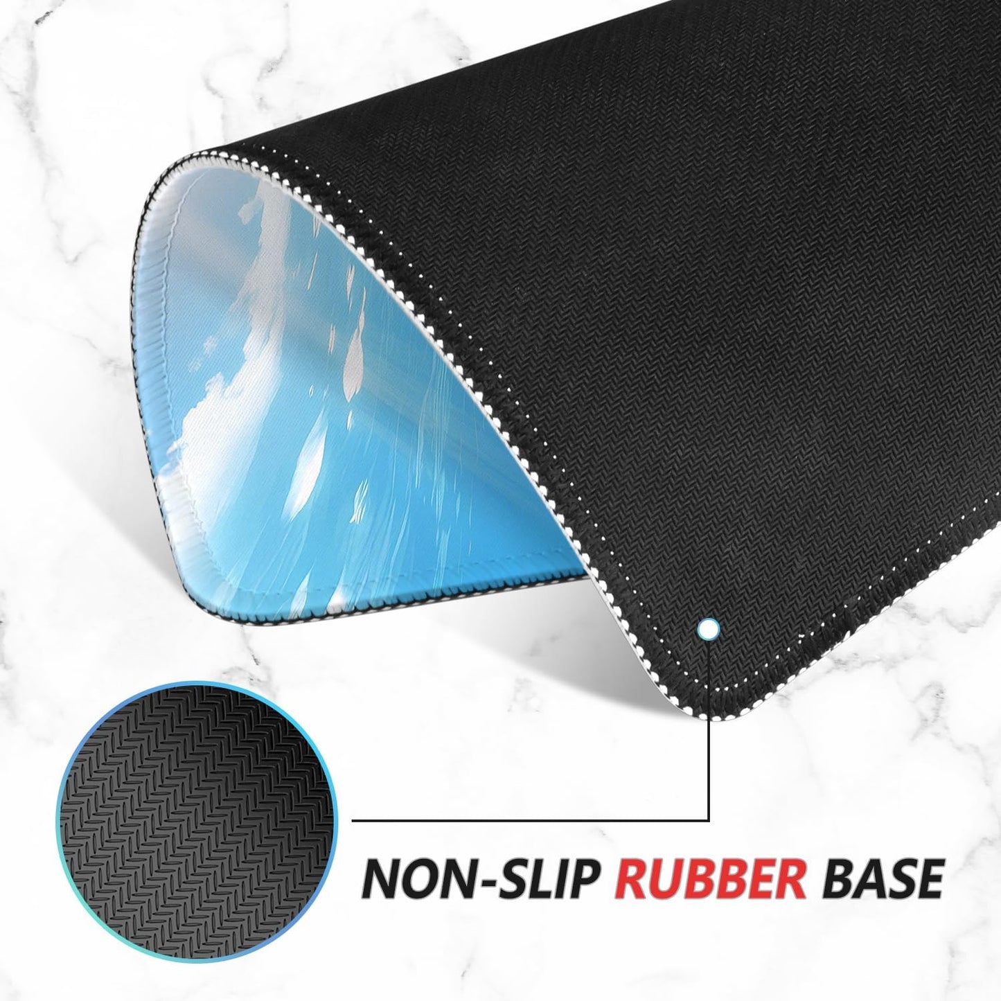 ITNRSIIET Mouse Pad Non-Slip Rubber Base Smooth Surface Stitched Edges Waterproof Durable Compatible with All Mice for Office & Gaming, Desk Accessory, 10.2x8.3x0.12 inch, Ocean