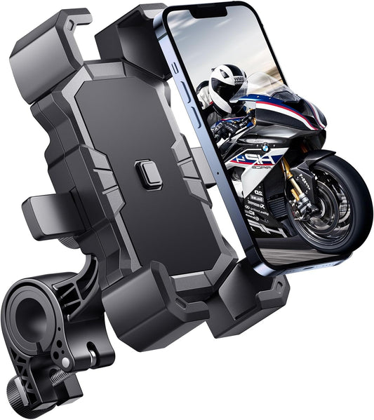 Bike Phone Holder Handlebar,Motorcycle Phone Mount,ATV Cell Phone Clamp,Scooter Phone Clip for iPhone 15 Pro Max14 13 12plus, Samsung S24Ultra S23 and More 4.7" to 7.0" inch Phone
