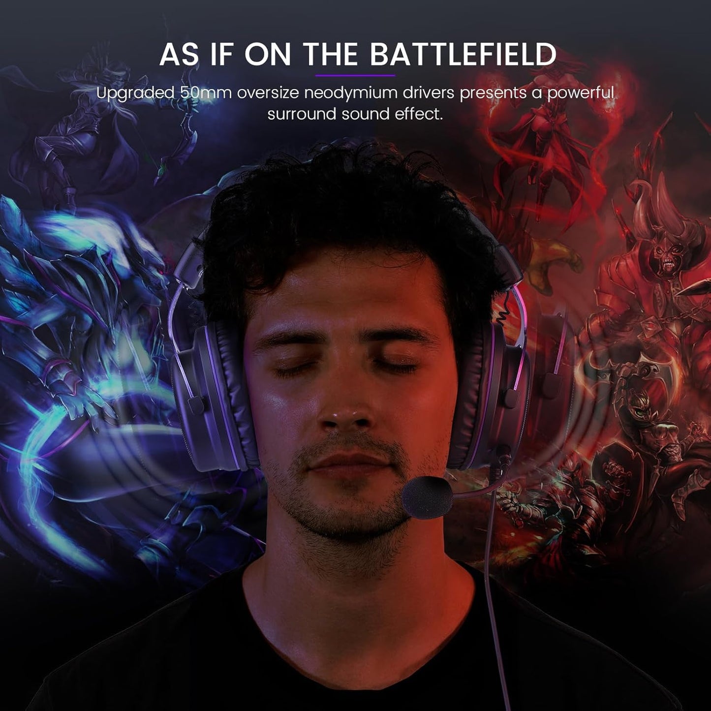 EKSA E900 Headset with Microphone for PC, PS4,PS5, Xbox - Detachable Noise Canceling Mic, 3D Surround Sound, Wired Headphone for Gaming, Computer, Laptop, 3.5MM Jack