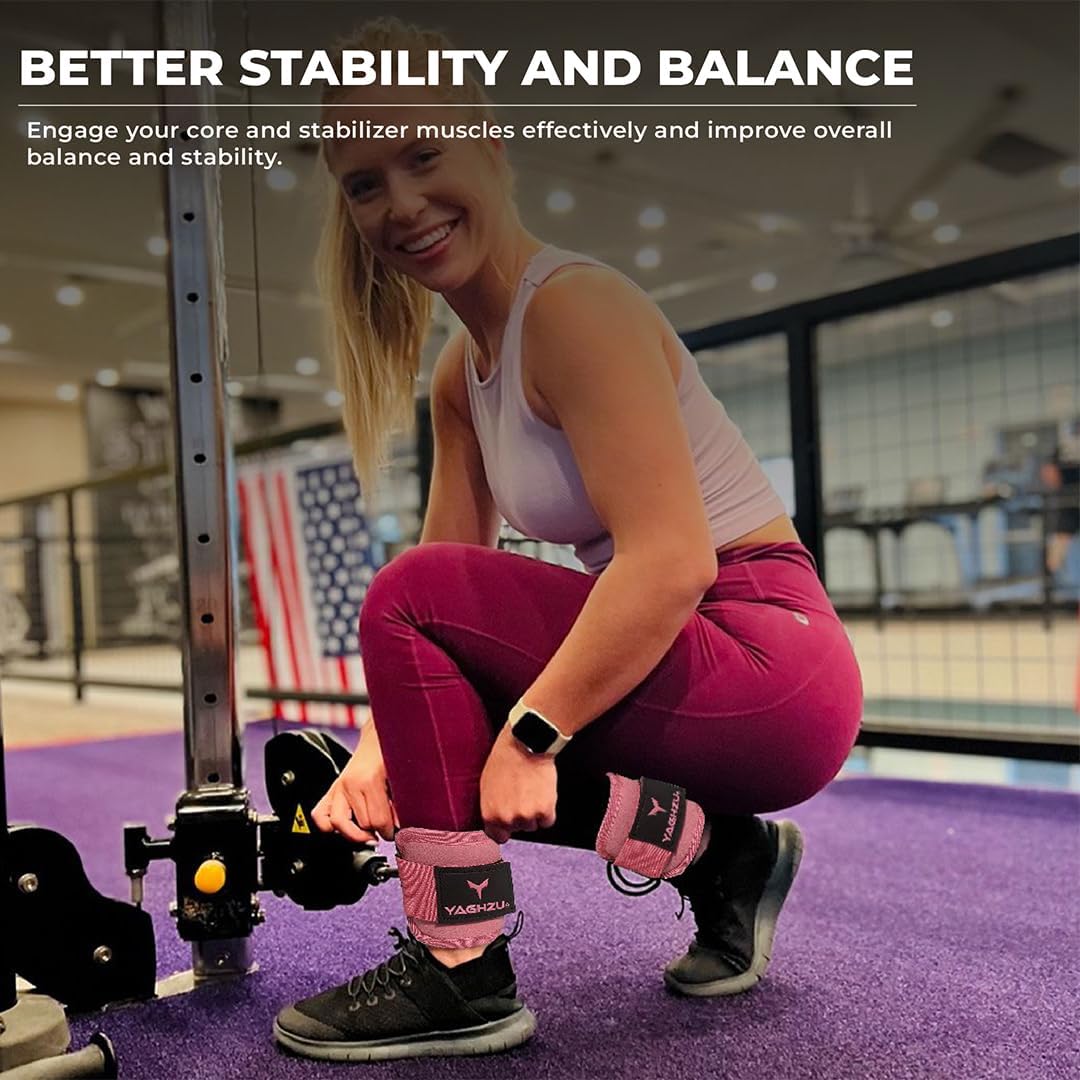 Ankle Straps for Cable Machines Women - Adjustable Gym Ankle Strap for Cable Machine, Neoprene Padded Cable Straps, Durable Leg Strap with Cable Cuff, Glute Kickback Ankle Strap with D Rings