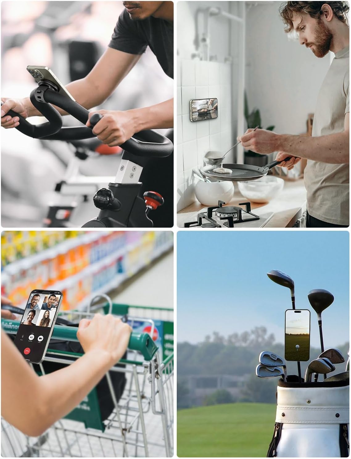 A2C Magnetic Golf Cart Phone Holder Fit for EZGO/Club Car/Yamaha, Strong Magnet Phone Mount with Adjustable Strap for Golf Cart Railing, Compatible with Magsafe iPhone, Essentials Gift for Golfer