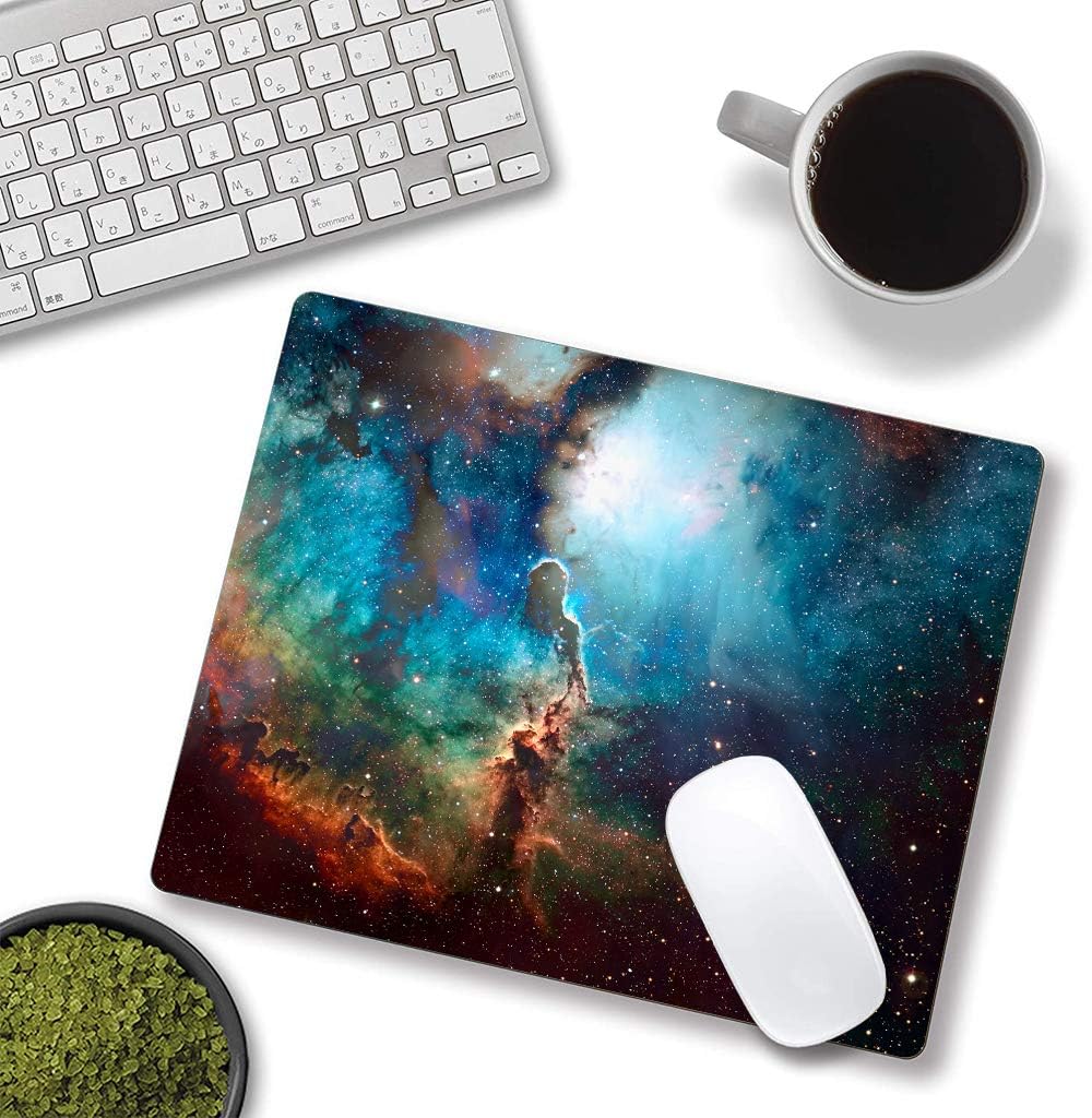 Mouse Pad, Galaxy Mouse Pad, Square Waterproof Mouse Pad Non-Slip Rubber Base MousePads for Office Laptop, 9.5"x7.9"x0.12" Inch(Blue Galaxy)