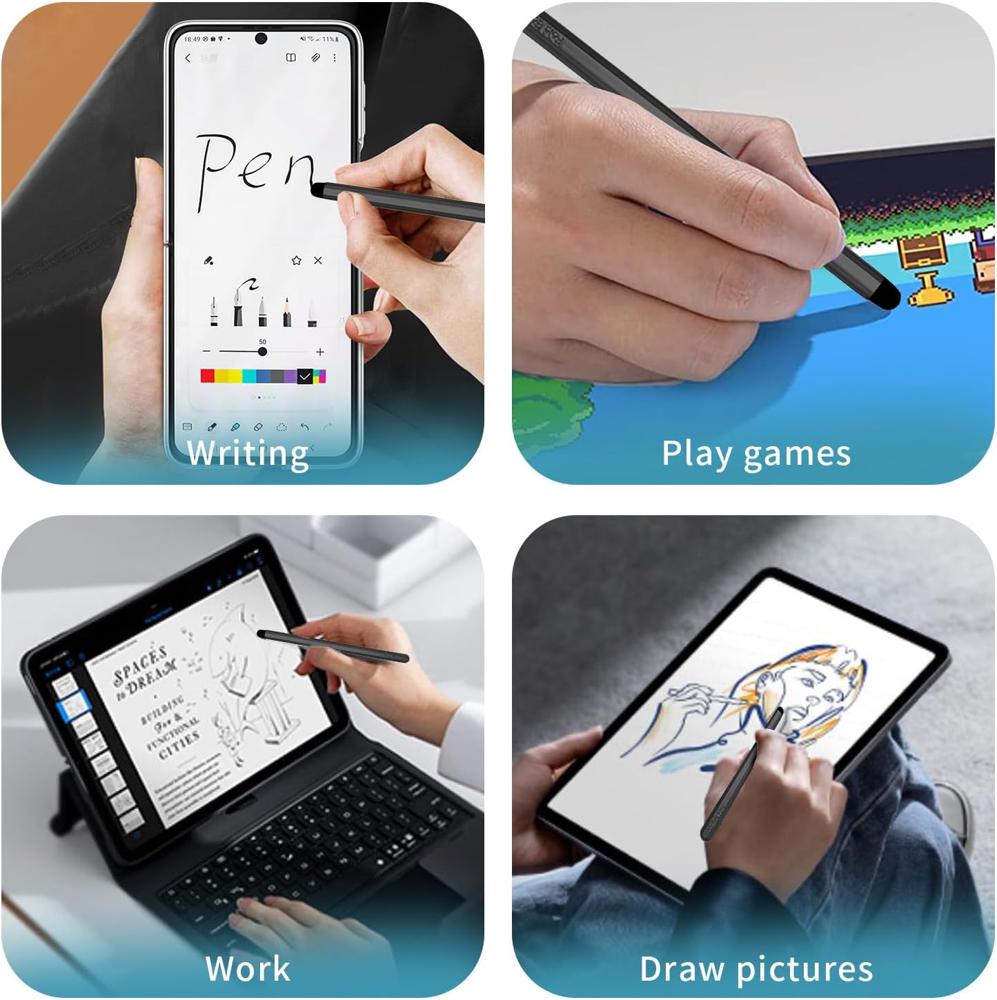 Stylus Pens with Pen Slot for Touch Screens, High Precision Capacitive Universal Stylus for iPad iPhone Tablets Samsung Galaxy All Touch Screen Devices (Silver-Long)