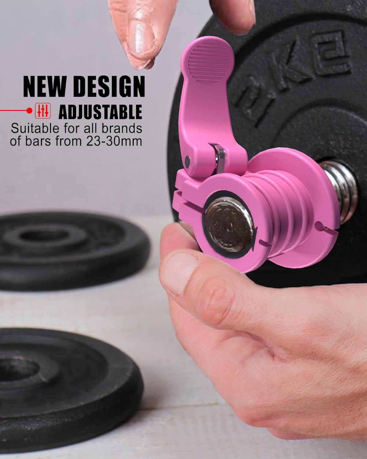 Barbell Clips 1 Inch Quick Release Weight Clamps 0.9-1.18inch Multi-Size Adjustable Olympic Clamps for Bars