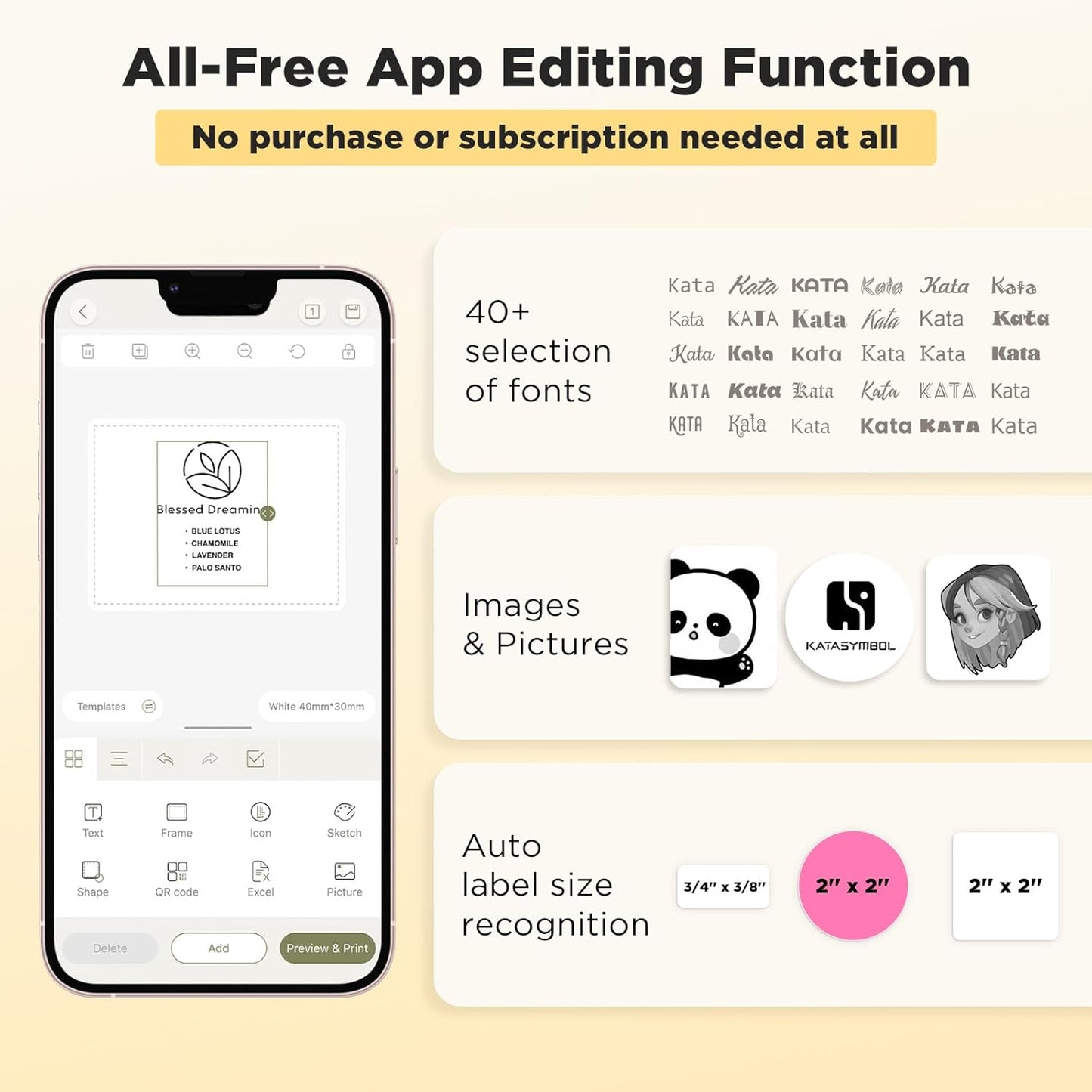 SUPVAN T50M Pro Bluetooth Label Maker Machine with 3 Tapes, Wide Waterproof Label, Versatile App with 40 Fonts and 650+ Icons, Inkless Labeler for Home, Kitchen, School, Office Organization, Black