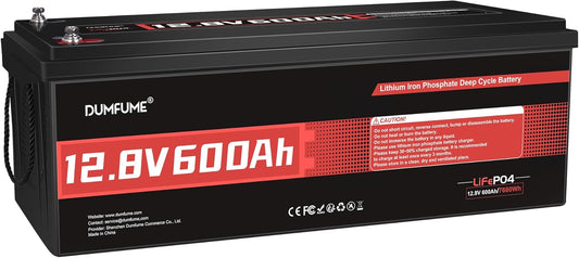 12V 600Ah LiFePO4 Battery, Built-in 200A BMS, 7680Wh Energy 10000+ Deep Cycles Rechargeable 12 Volt Battery Perfect for RV, Solar System, Off Grid, Home Energy Storage