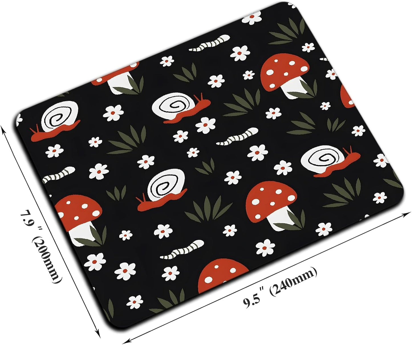 Mouse Pad, Cute Abstract Art Red Mushroom Mouse Pads for Desk, 9.5" x 7.9" Non-Slip Rubber Base Computer Mousepad with Women, Portable Square Design for Wireless Mouse and Pad Laptop Office & Travel