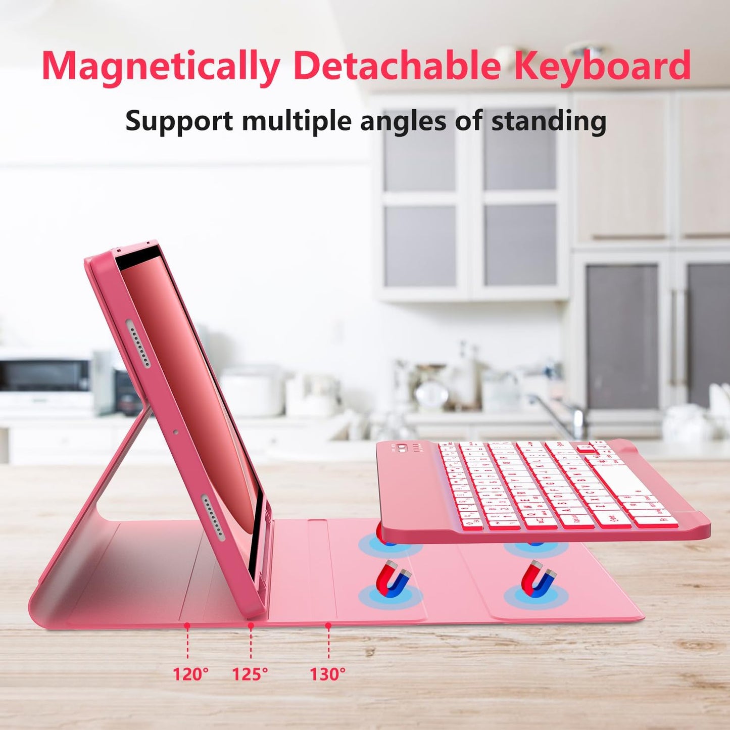 Keyboard Case for Samsung Galaxy Tab A9 Plus 5G 11 inch 2023 (SM-X210/X216/X218), 7 Color Backlit Detachable Keyboard Bluetooth, Smart Folio Cover with S Pen Holder for Galaxy Tab A9+ 11"(Dark Pink)