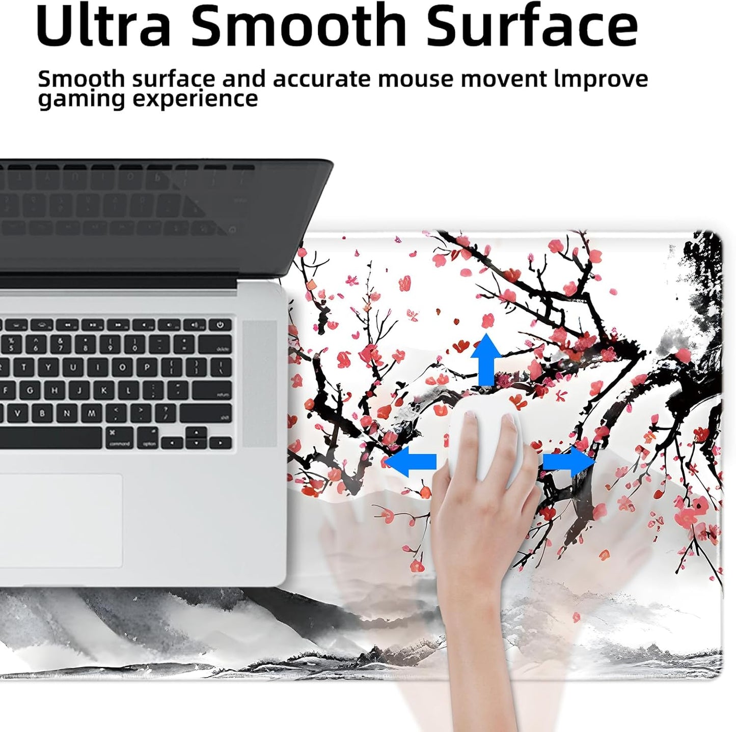 Galdas Gaming Mouse Mat Forest Background Pattern XXL XL Large Mouse Mat Long Extended Mouse Pad Desk Mat Non-Slip Rubber Mice Pads Stitched Edges Thin Pad (Ink and Wash)